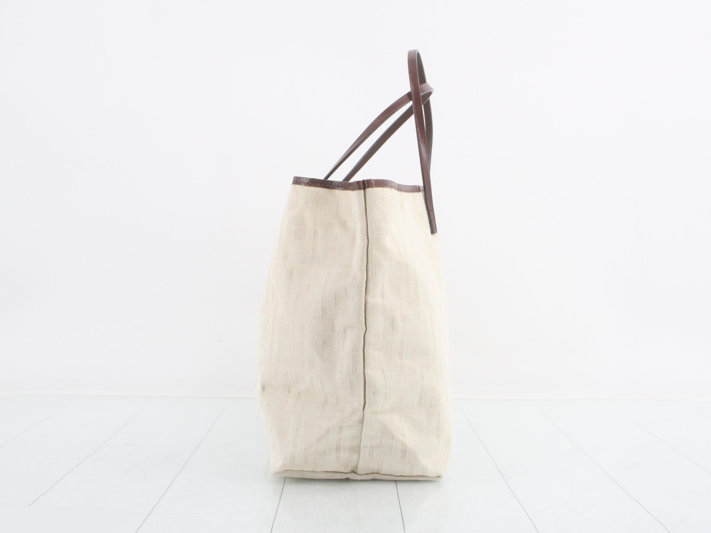 Zucca canvas leather tote bag with pouch — view 3