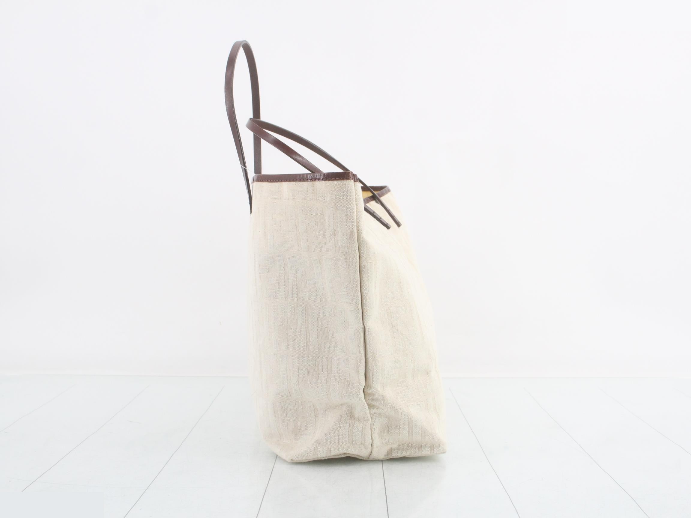 Zucca canvas leather tote bag with pouch — view 4