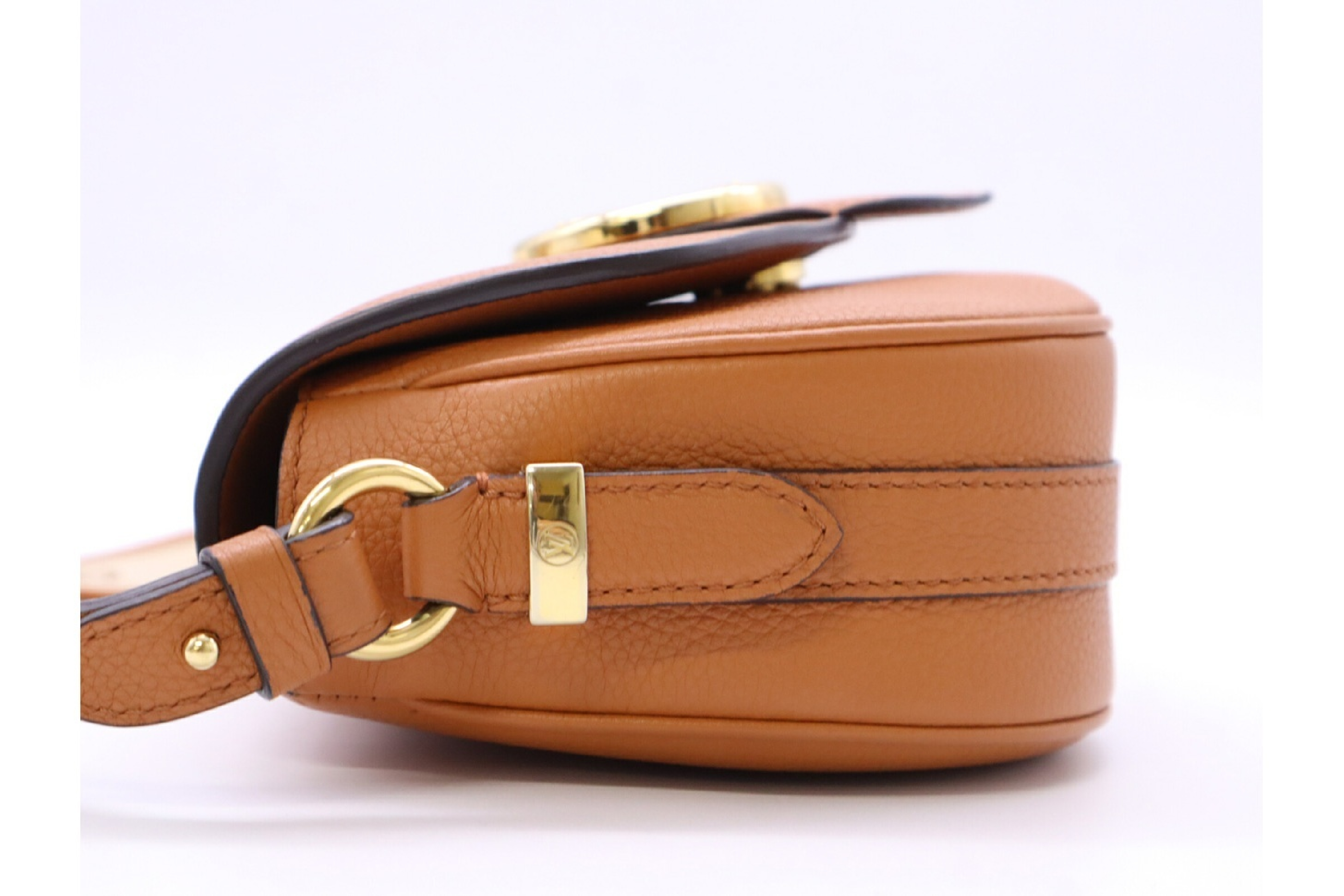 M58968 Calf Leather LV Pont Neuf Soft MM Sienne Dore Brown Cream Shoulder Bag — view 7