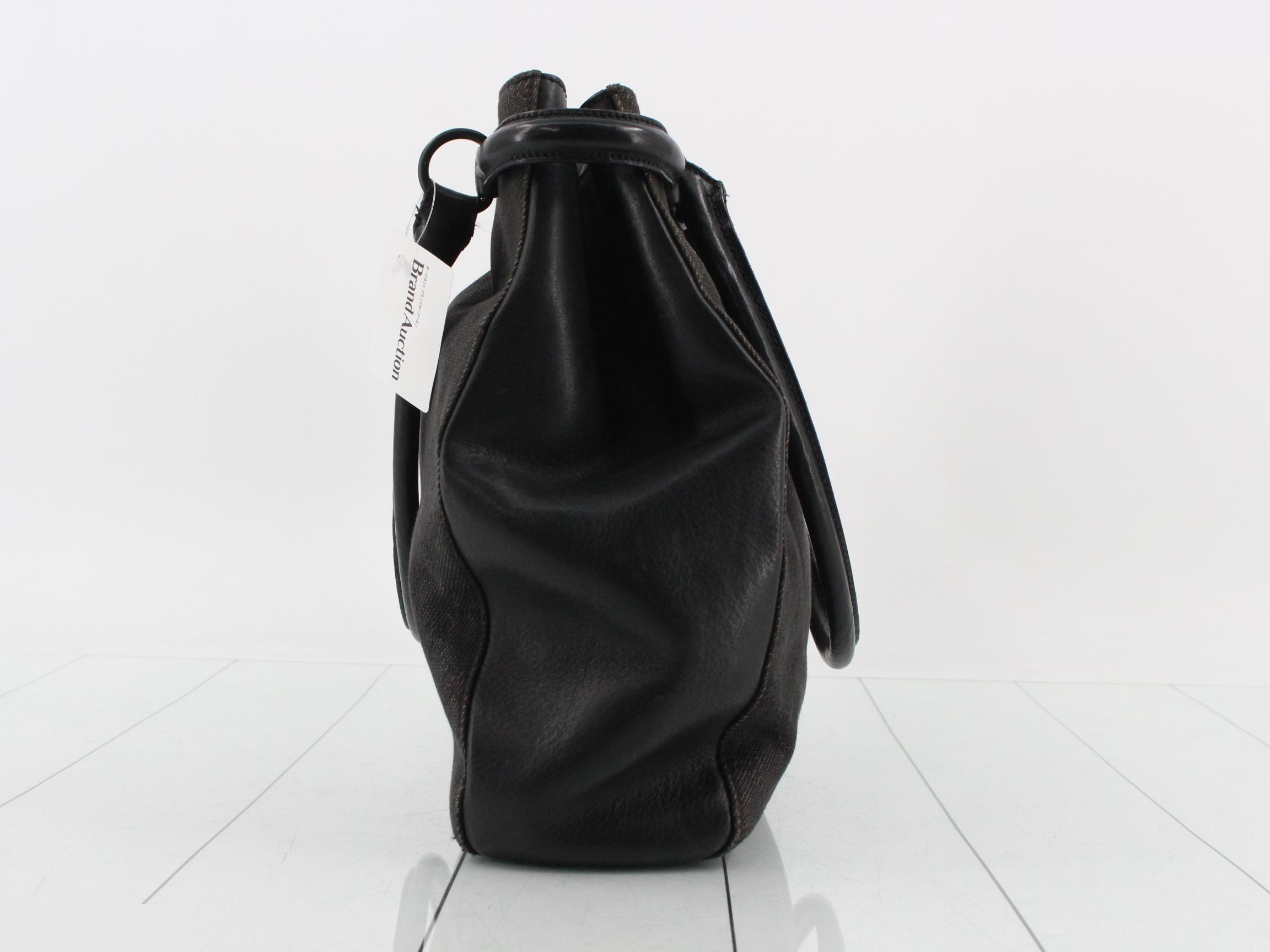GG Canvas Shoulder Bag, Canvas x Leather, Black, 101346 — view 3