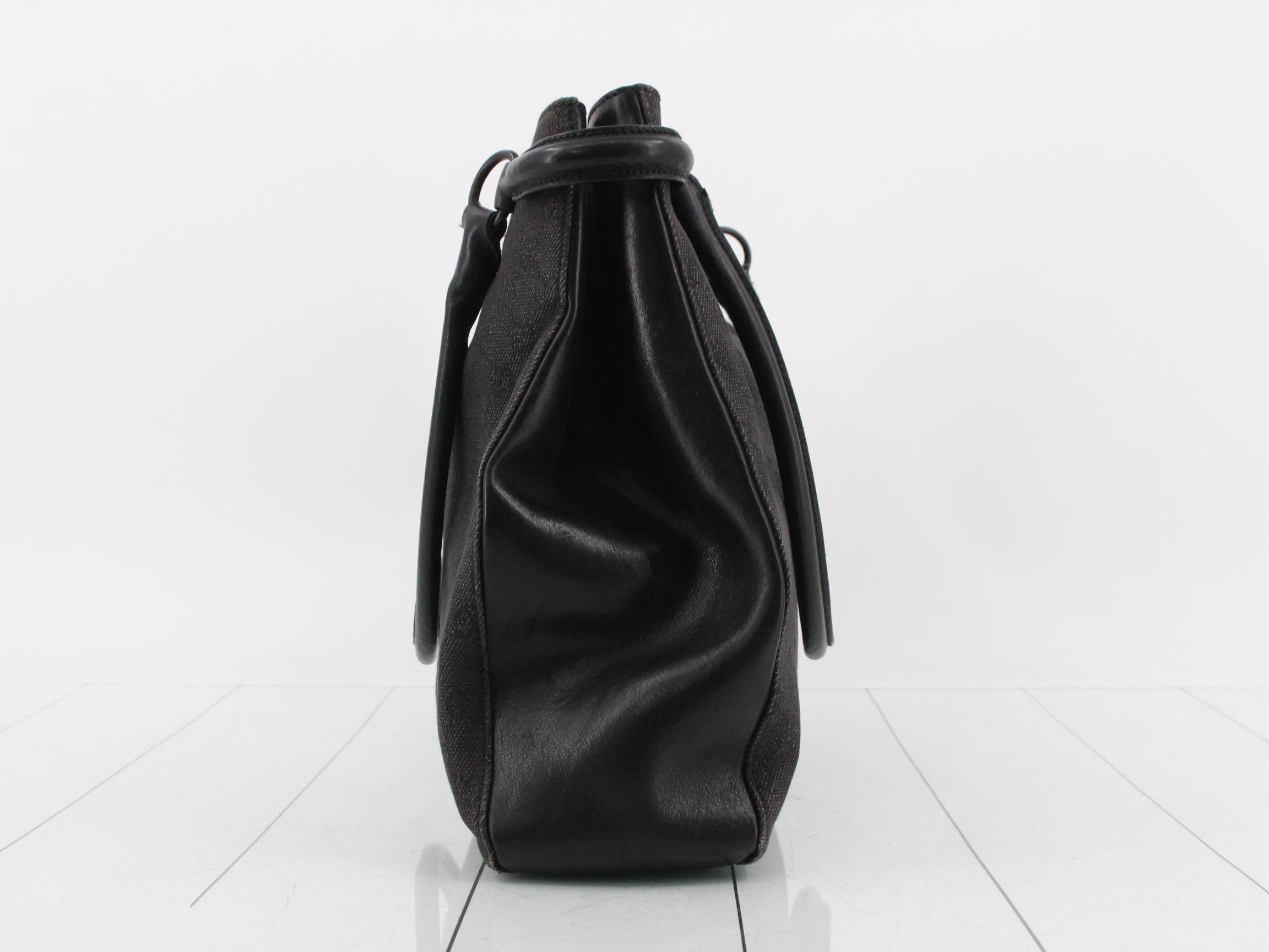 GG Canvas Shoulder Bag, Canvas x Leather, Black, 101346 — view 4