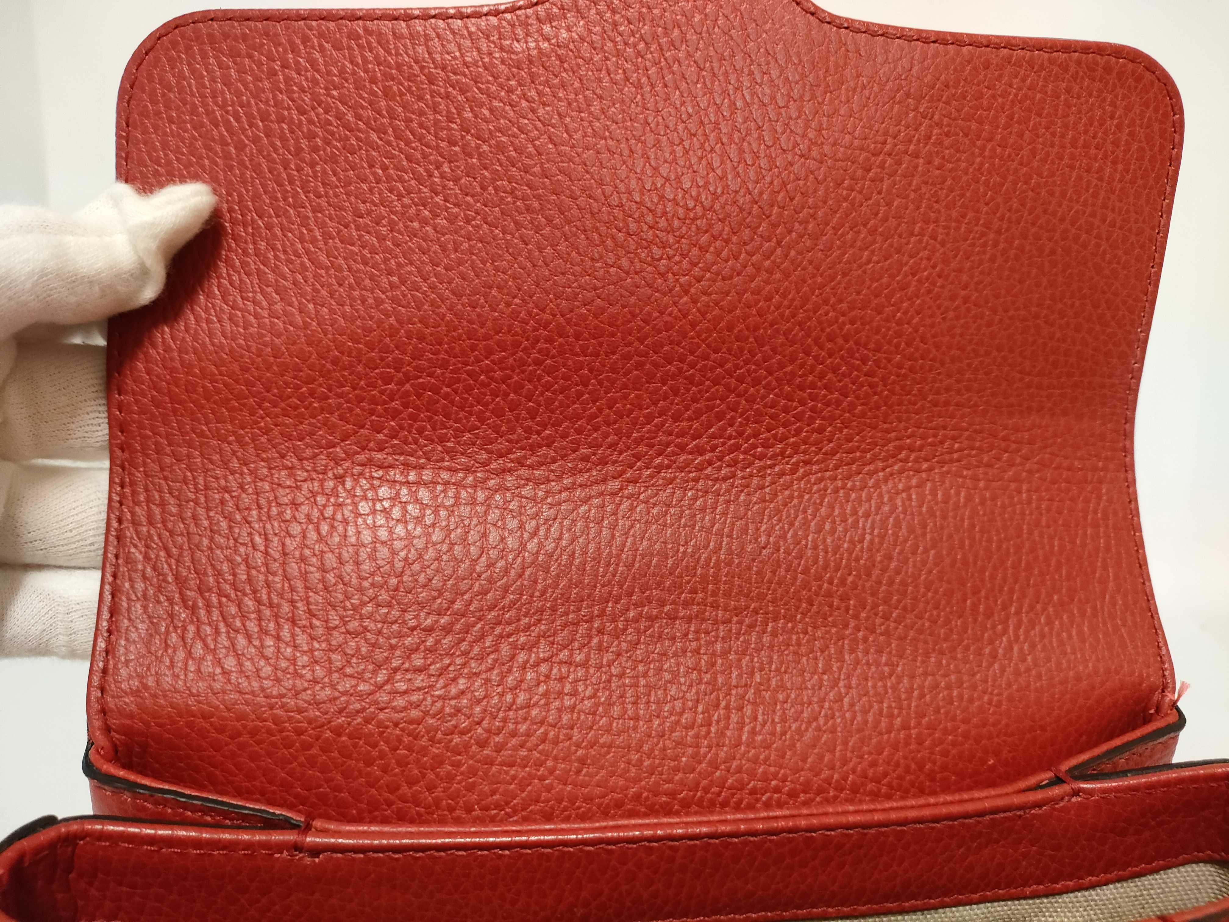510302 Leather Interlocking G 2-Way Handbag, Red — view 13