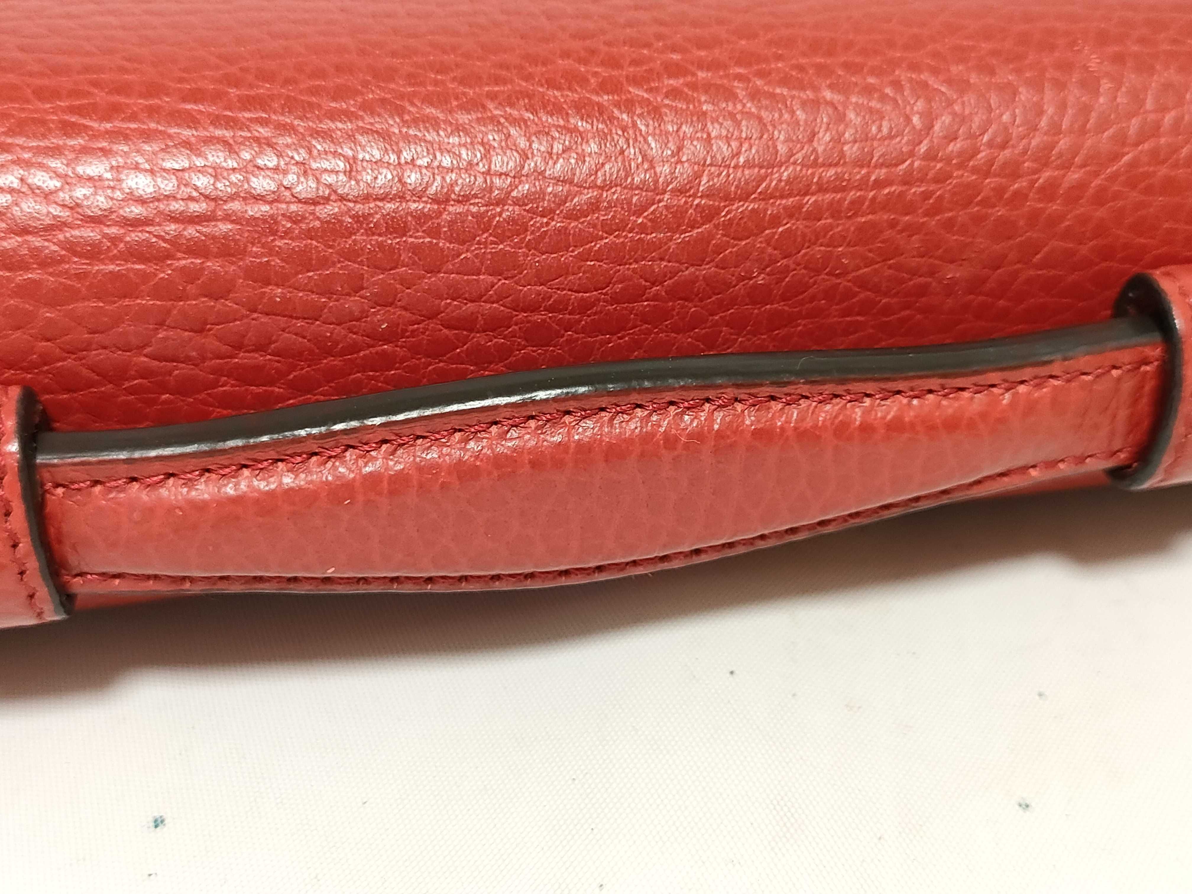 510302 Leather Interlocking G 2-Way Handbag, Red — view 4
