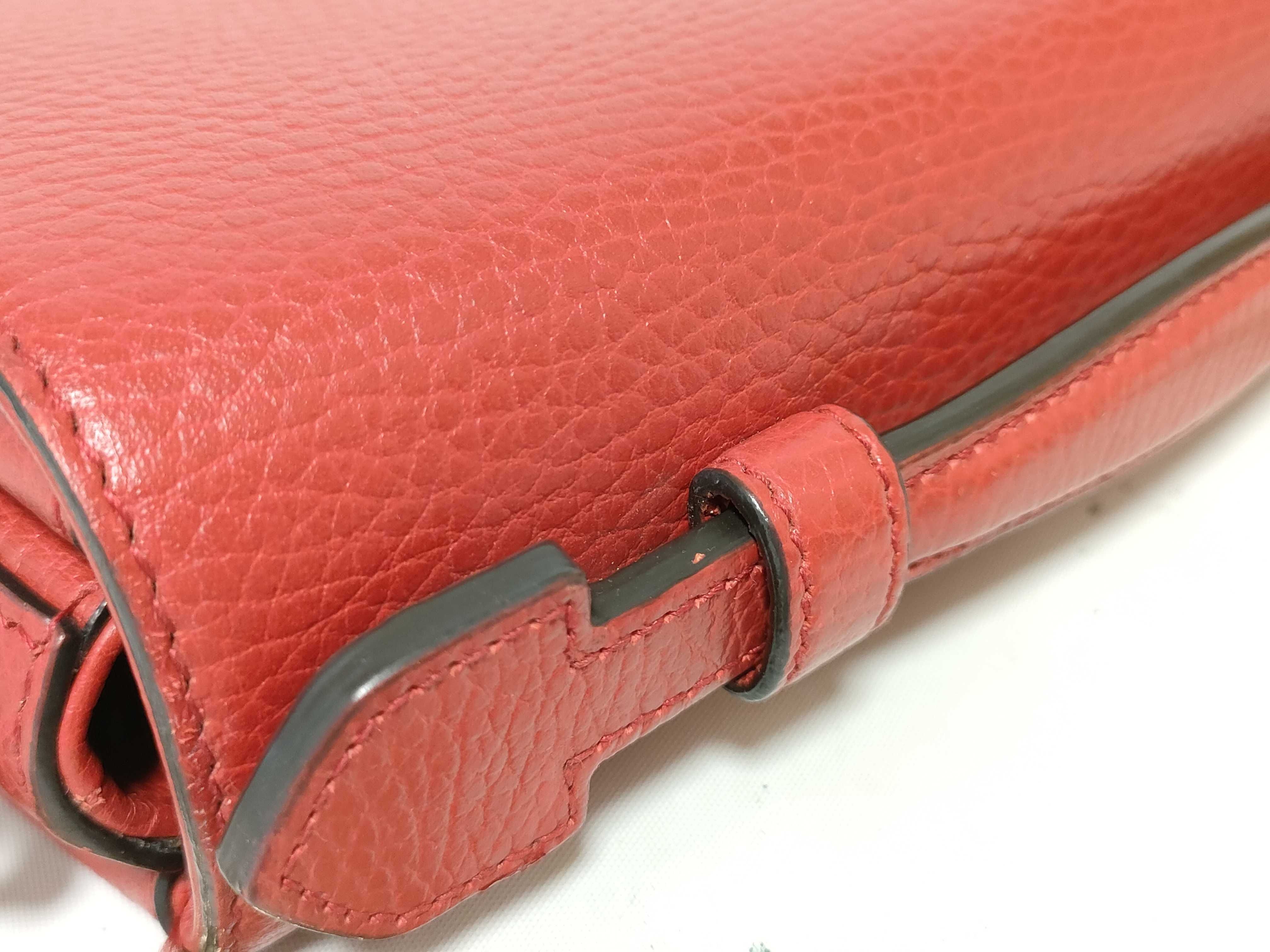 510302 Leather Interlocking G 2-Way Handbag, Red — view 5