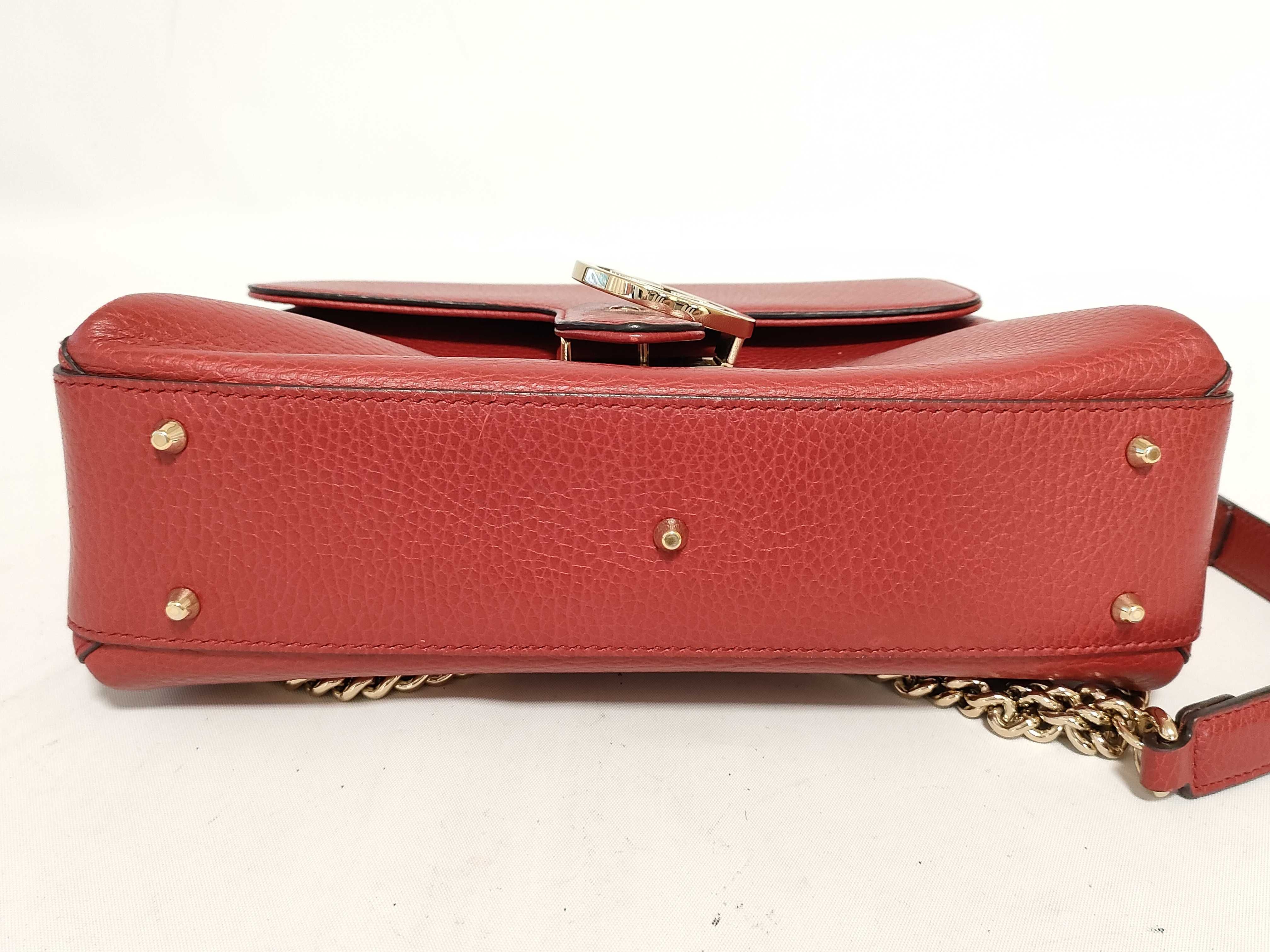 510302 Leather Interlocking G 2-Way Handbag, Red — view 8