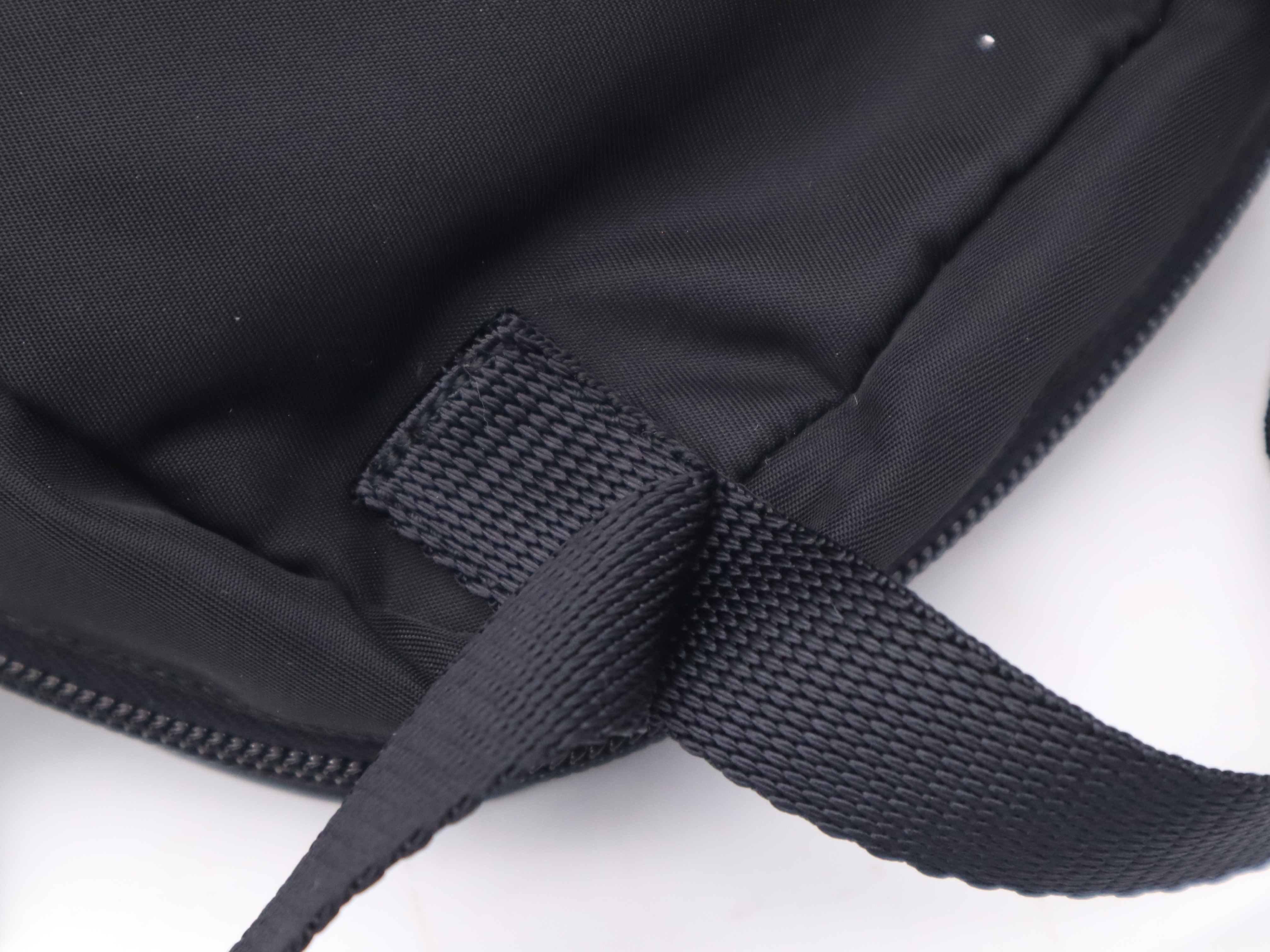Nylon Triangle Logo Mini Backpack, Black with Silver Hardware and Card Included. — view 8