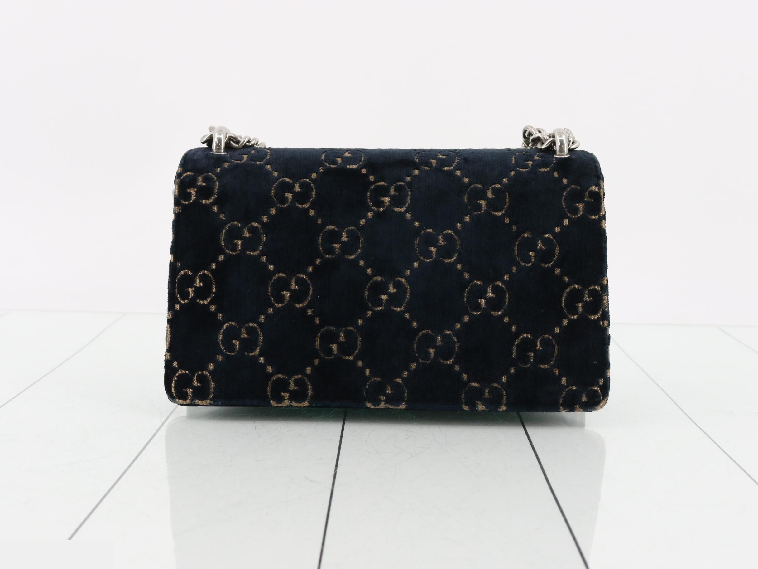 Dionysus Navy Velour GG Chain Shoulder Bag — view 2