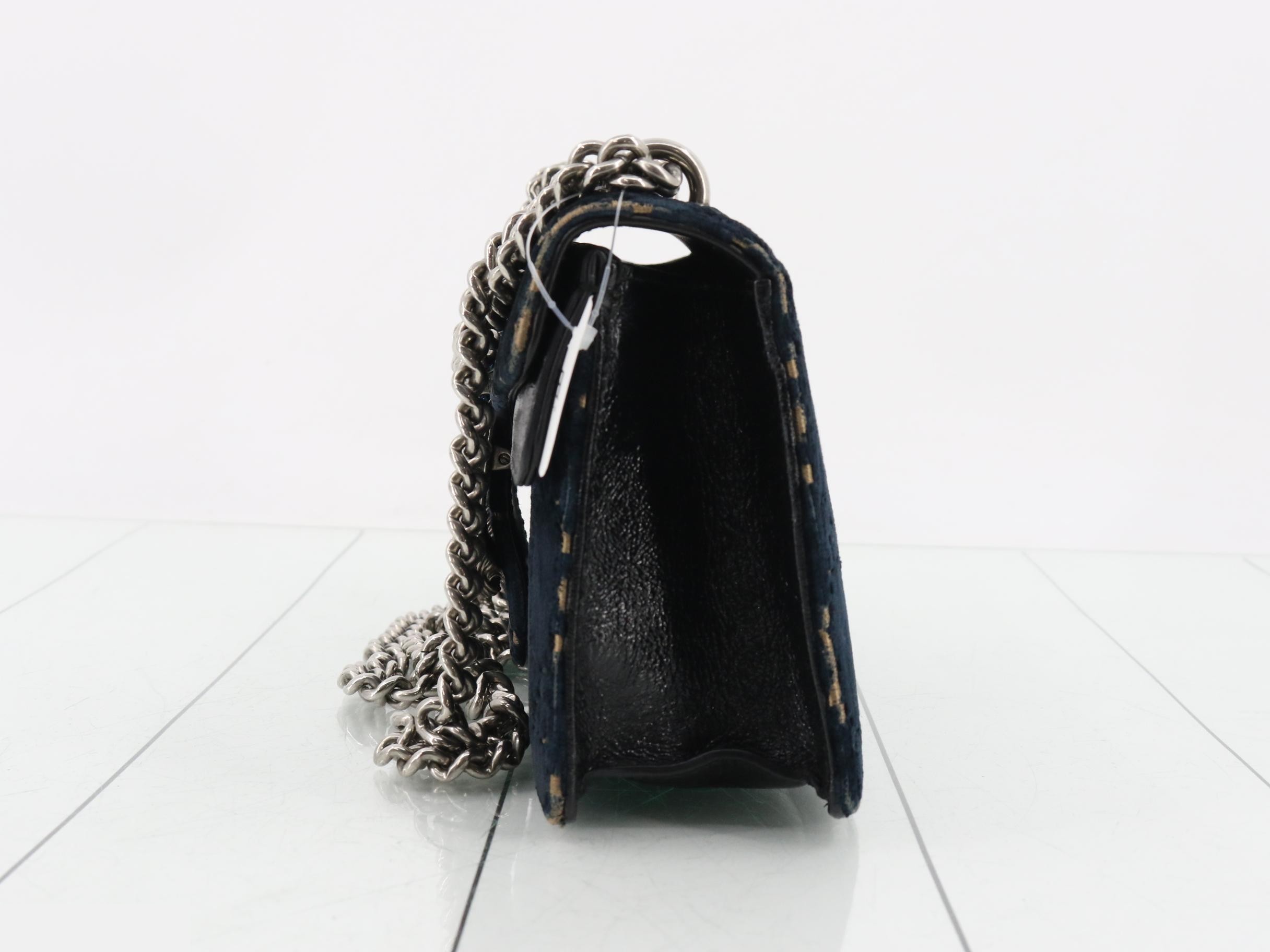 Dionysus Navy Velour GG Chain Shoulder Bag — view 3
