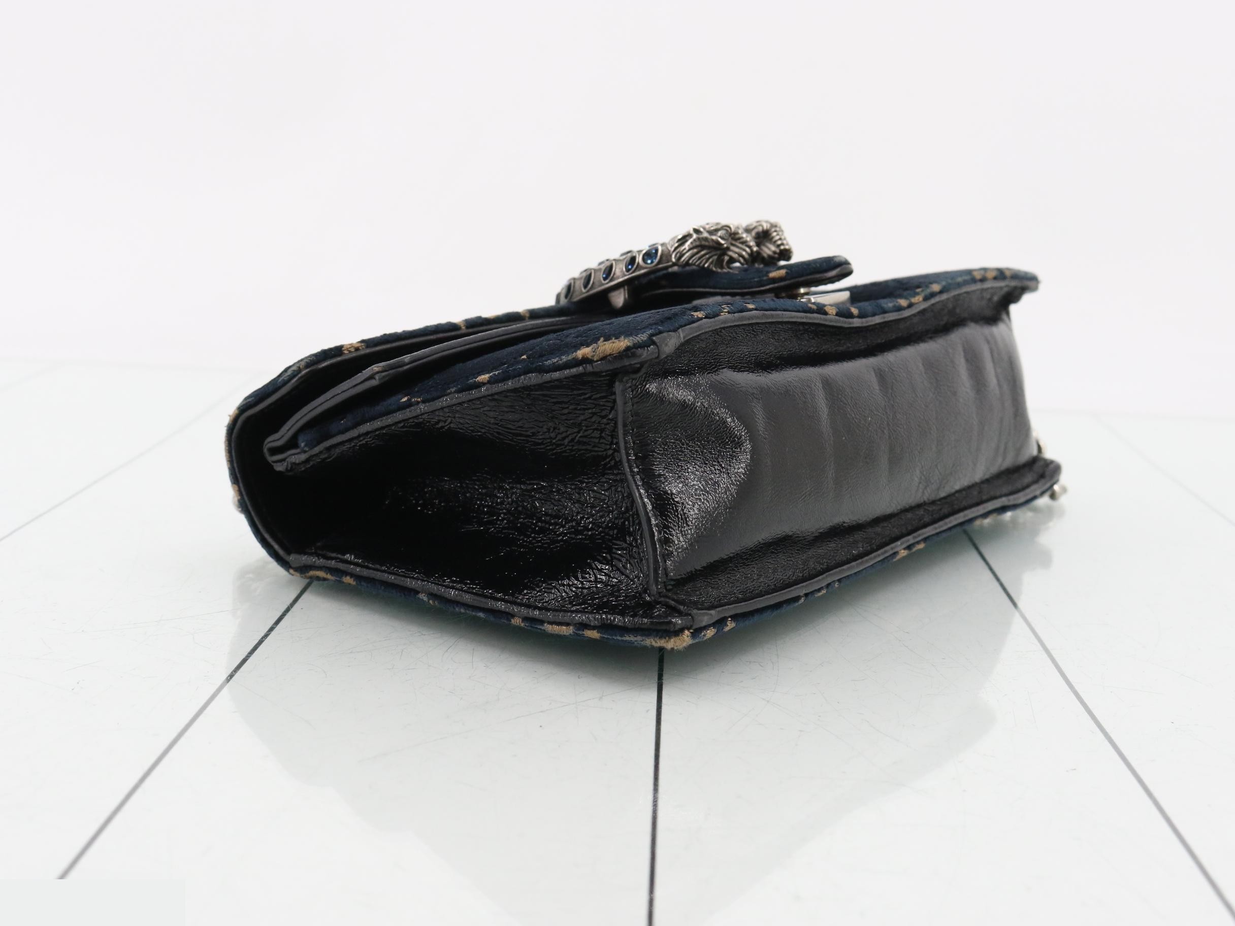 Dionysus Navy Velour GG Chain Shoulder Bag — view 5