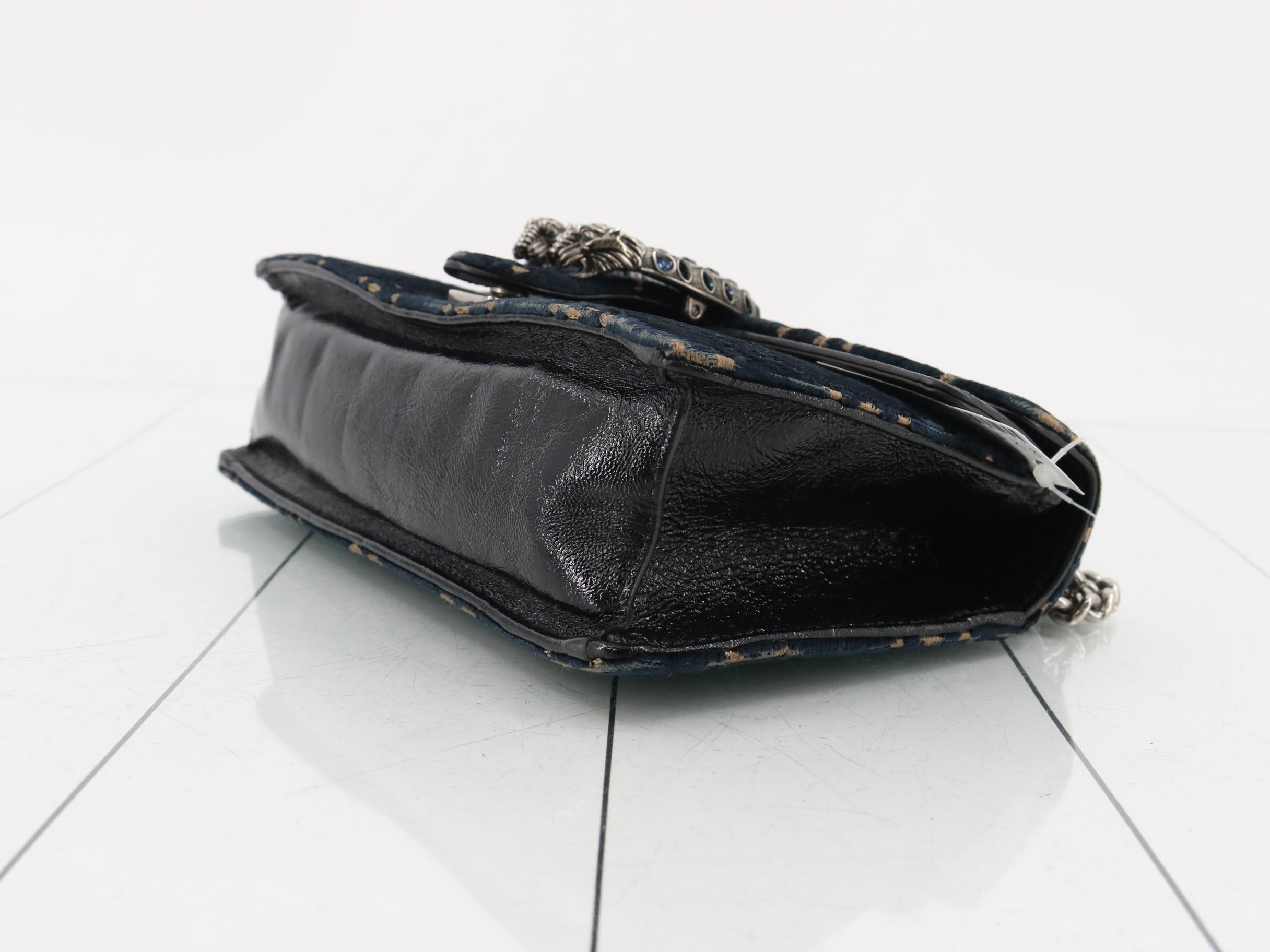 Dionysus Navy Velour GG Chain Shoulder Bag — view 6