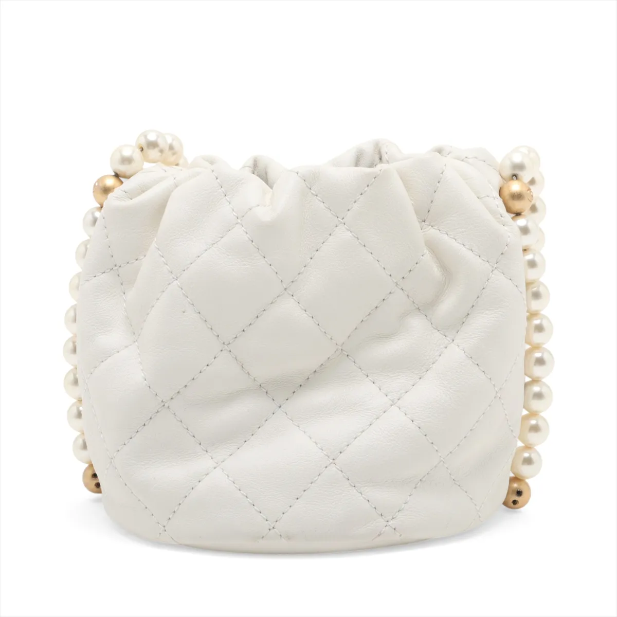 Matelassé Lambskin Shoulder Bag, Pearl White, Gold Hardware, 31285803, Serial Number 31 — view 2