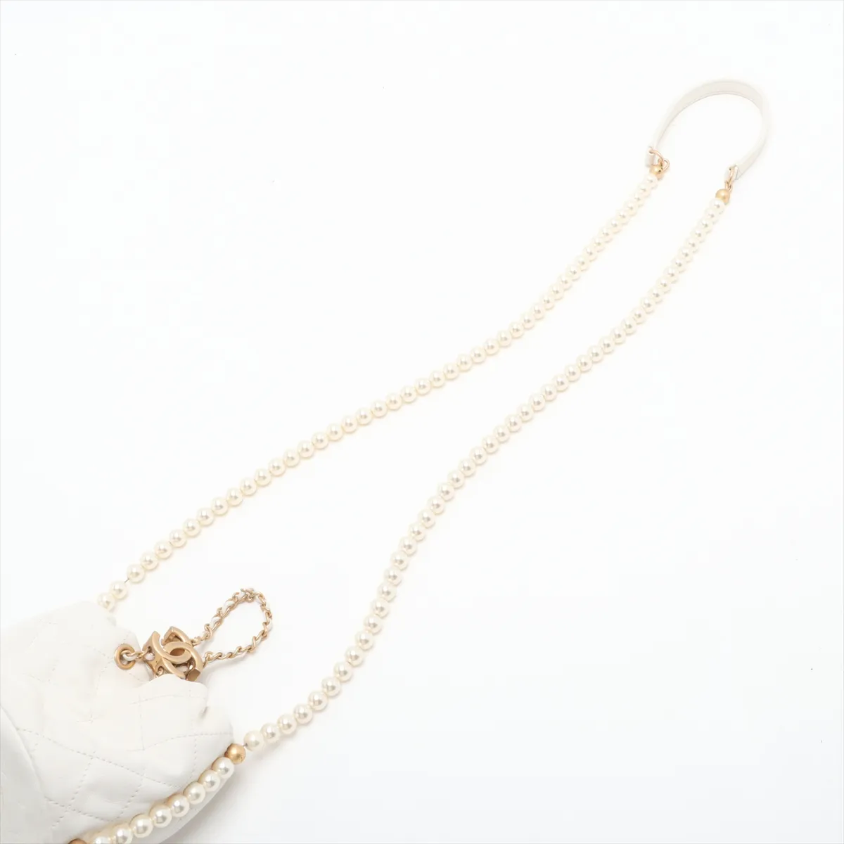 Matelassé Lambskin Shoulder Bag, Pearl White, Gold Hardware, 31285803, Serial Number 31 — view 5