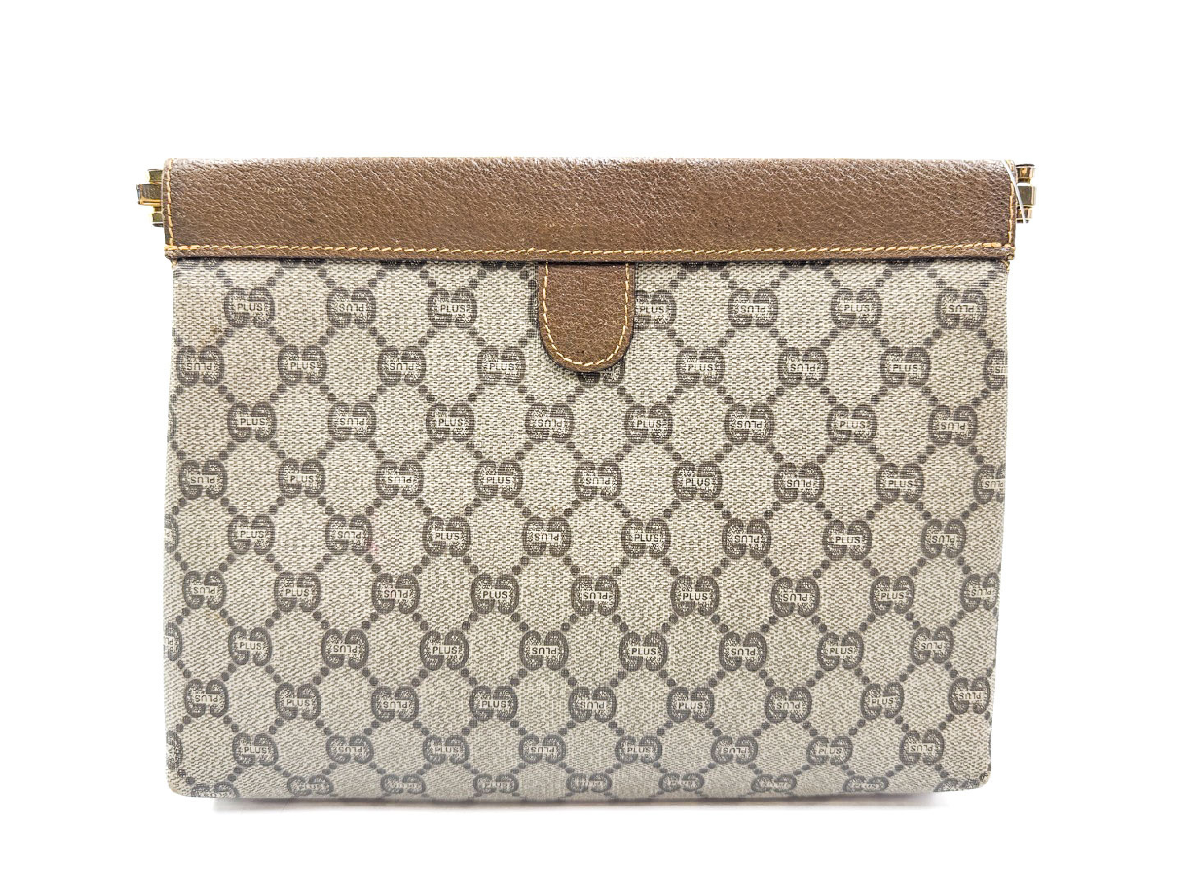 GG Supreme Gold Hardware Leather Vintage Clutch Bag — view 2
