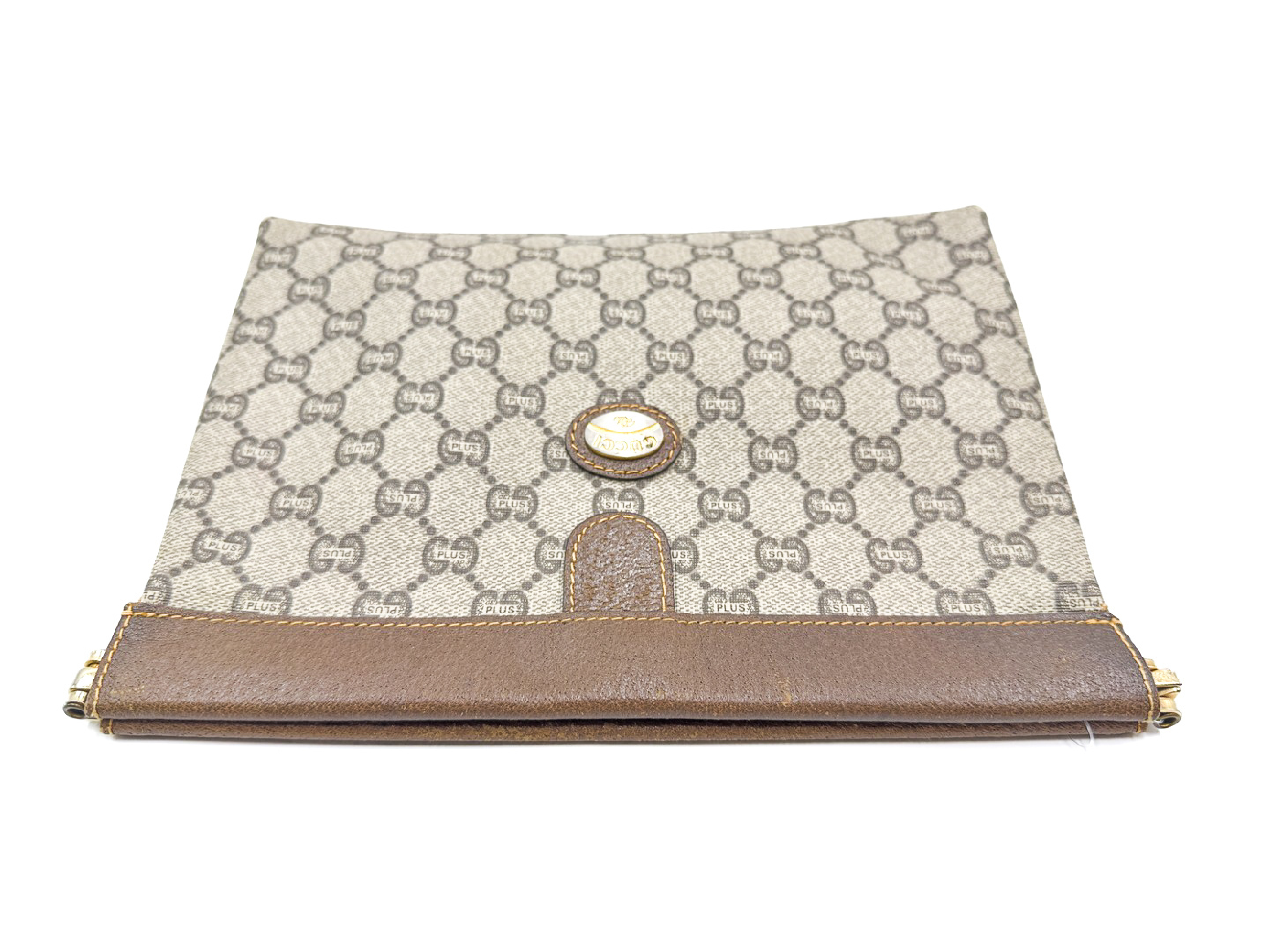 GG Supreme Gold Hardware Leather Vintage Clutch Bag — view 3