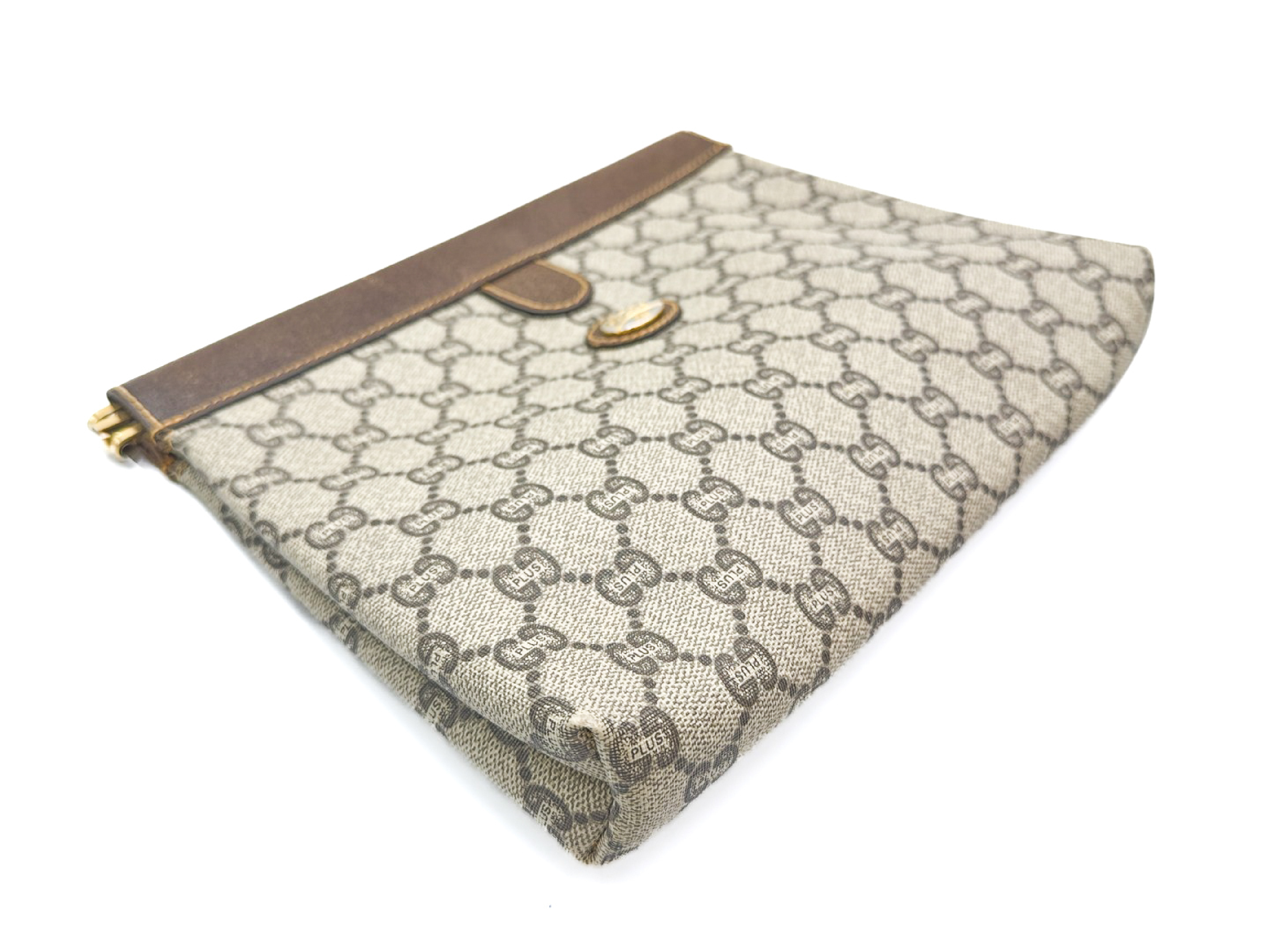GG Supreme Gold Hardware Leather Vintage Clutch Bag — view 4