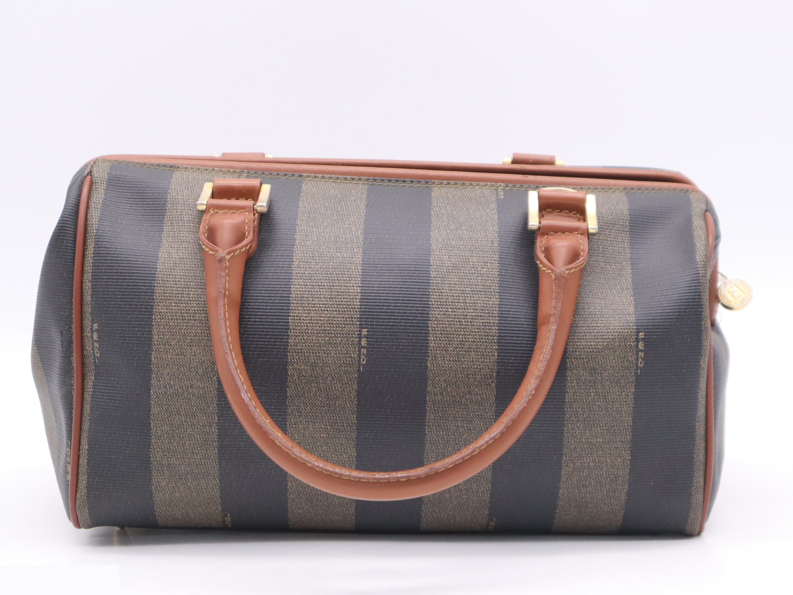 PVC Mini Boston Bag, Brown, Gold Hardware — view 2