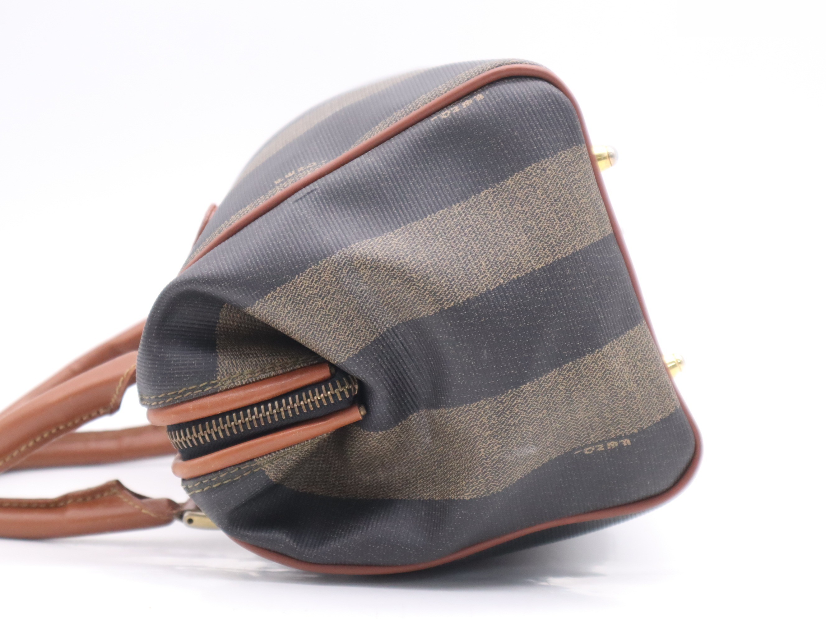 PVC Mini Boston Bag, Brown, Gold Hardware — view 3