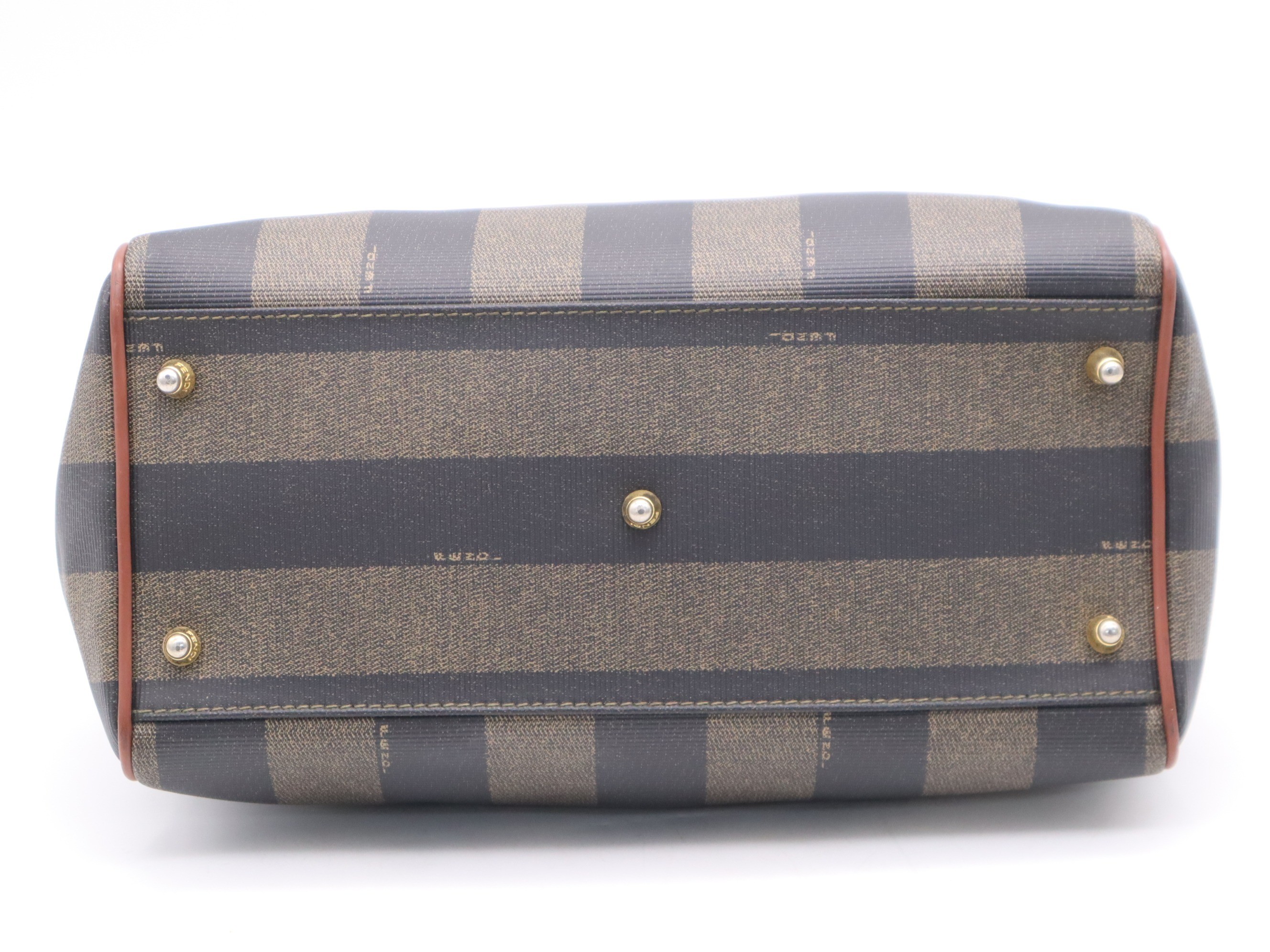 PVC Mini Boston Bag, Brown, Gold Hardware — view 4