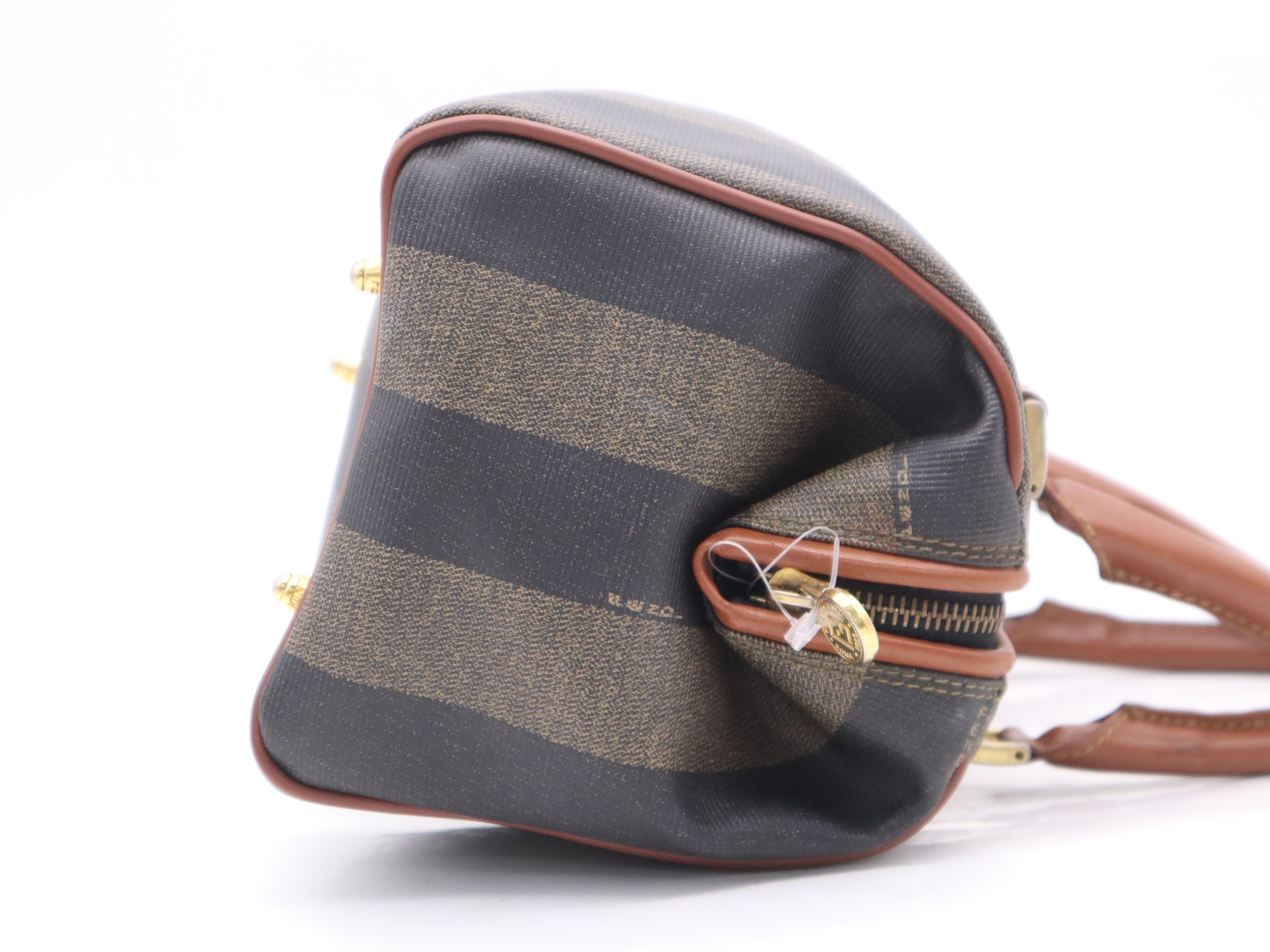 PVC Mini Boston Bag, Brown, Gold Hardware — view 5