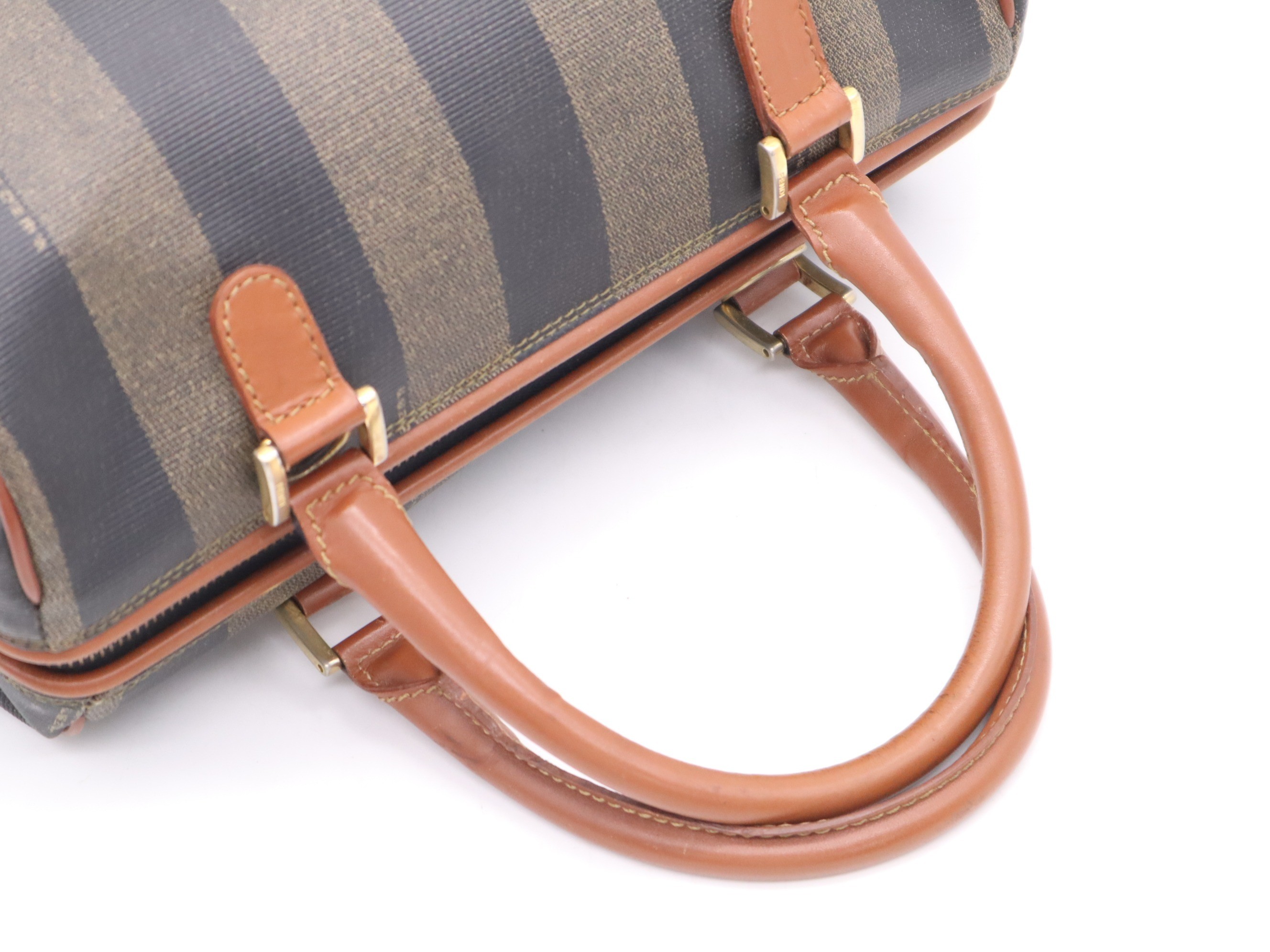PVC Mini Boston Bag, Brown, Gold Hardware — view 6