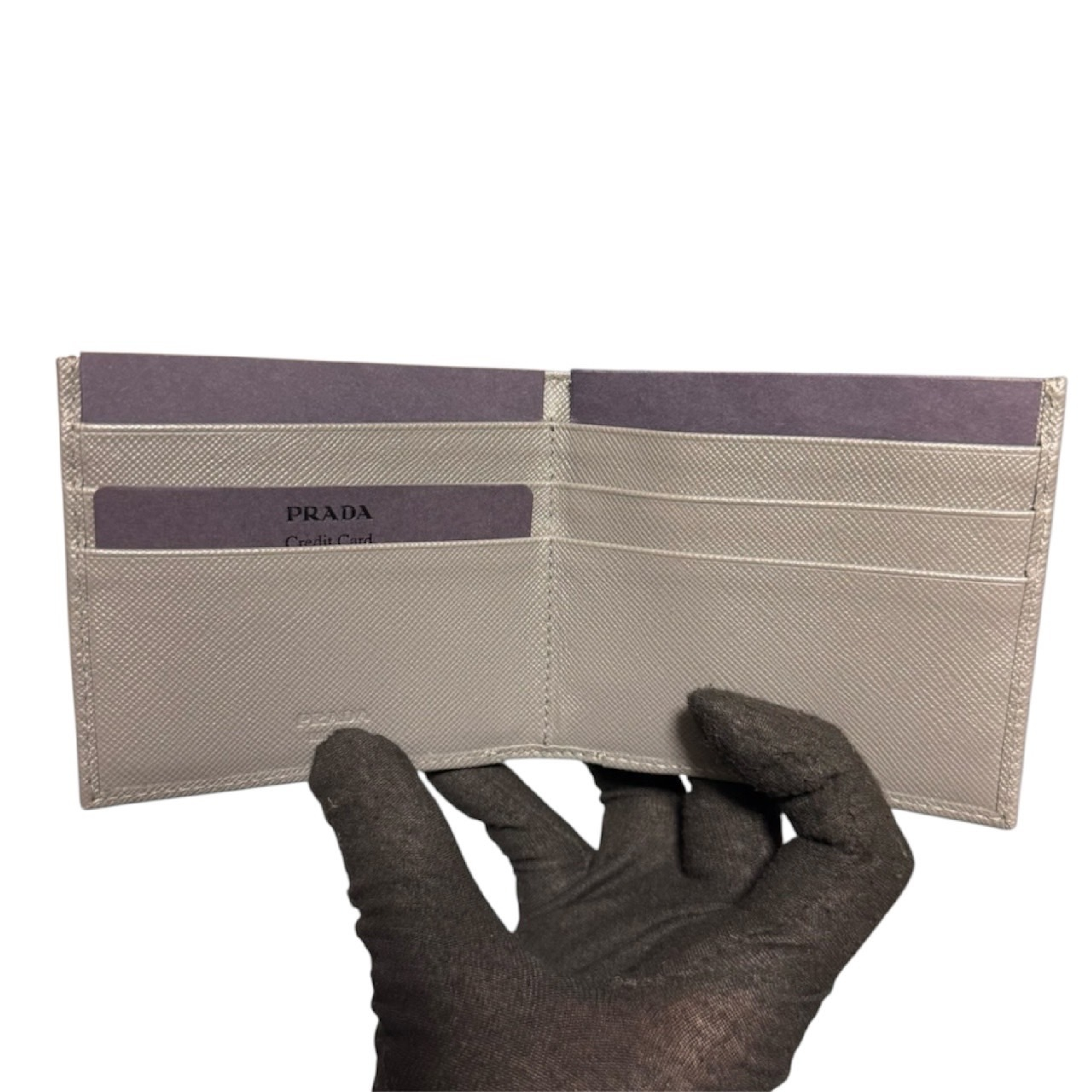 Saffiano Bi-fold Wallet, Gray — view 3