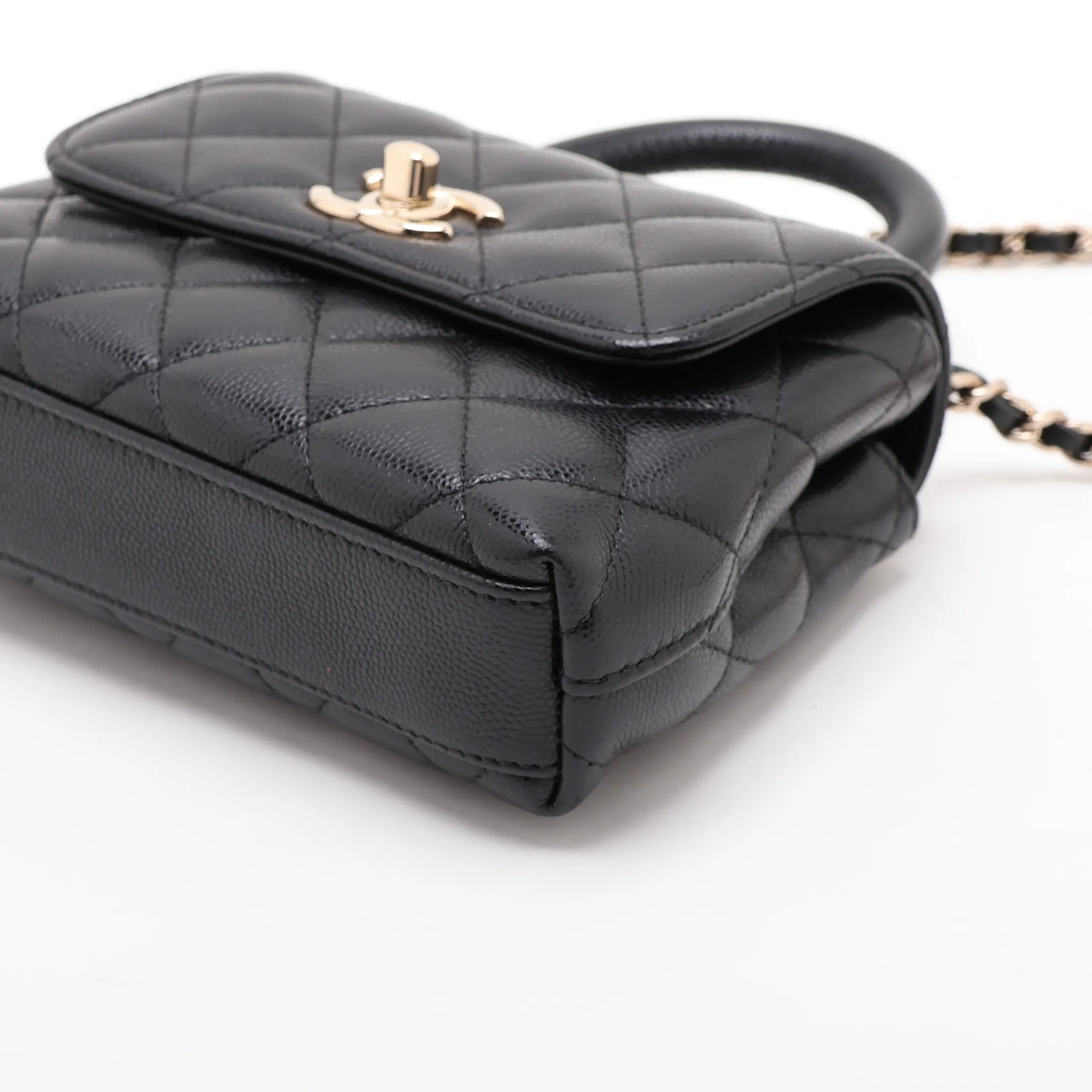 [Individually packaged] Chanel Coco Handle Mini Caviar Skin 2-Way Handbag, Black with Gold Hardware, G86UPXH1, Random Serial Number — view 3