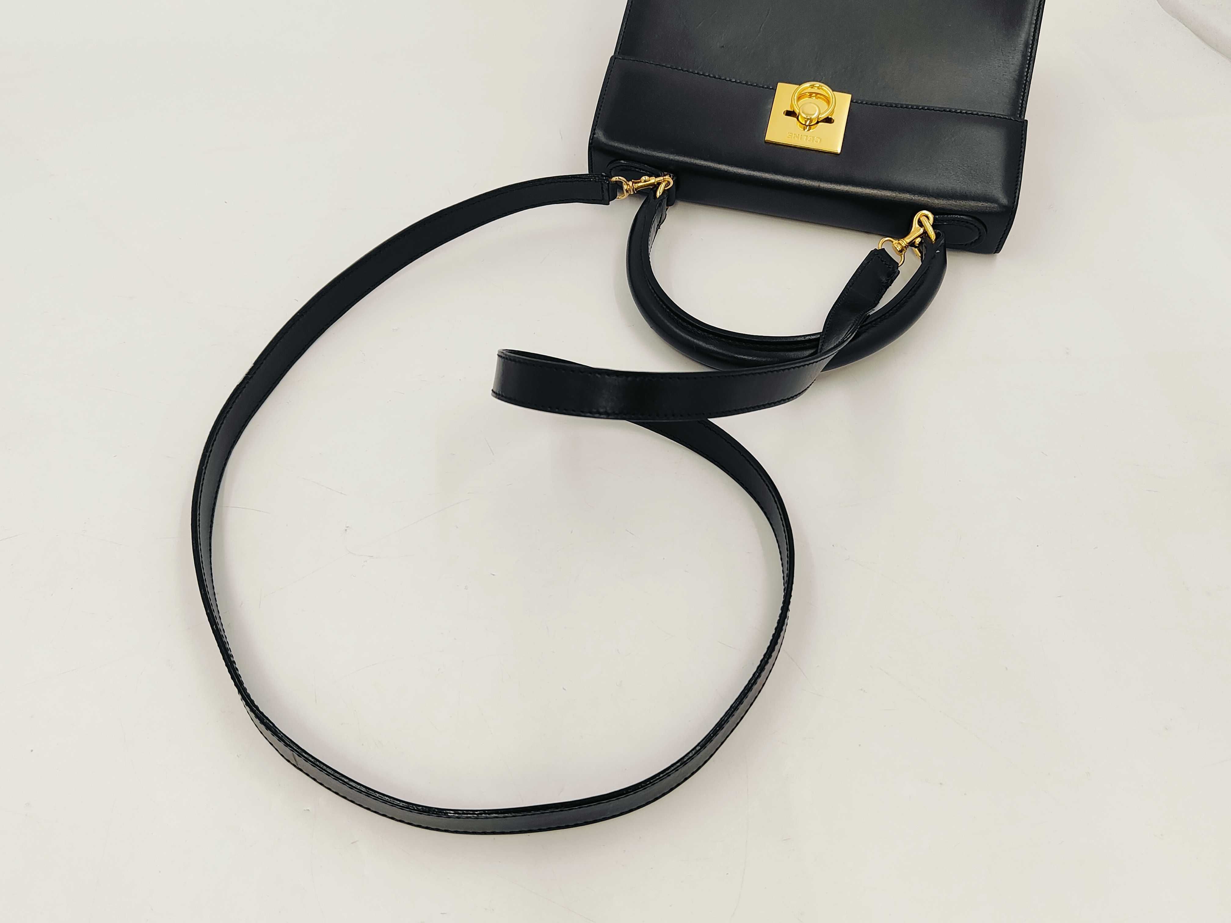 Leather Handbag, Black — view 3
