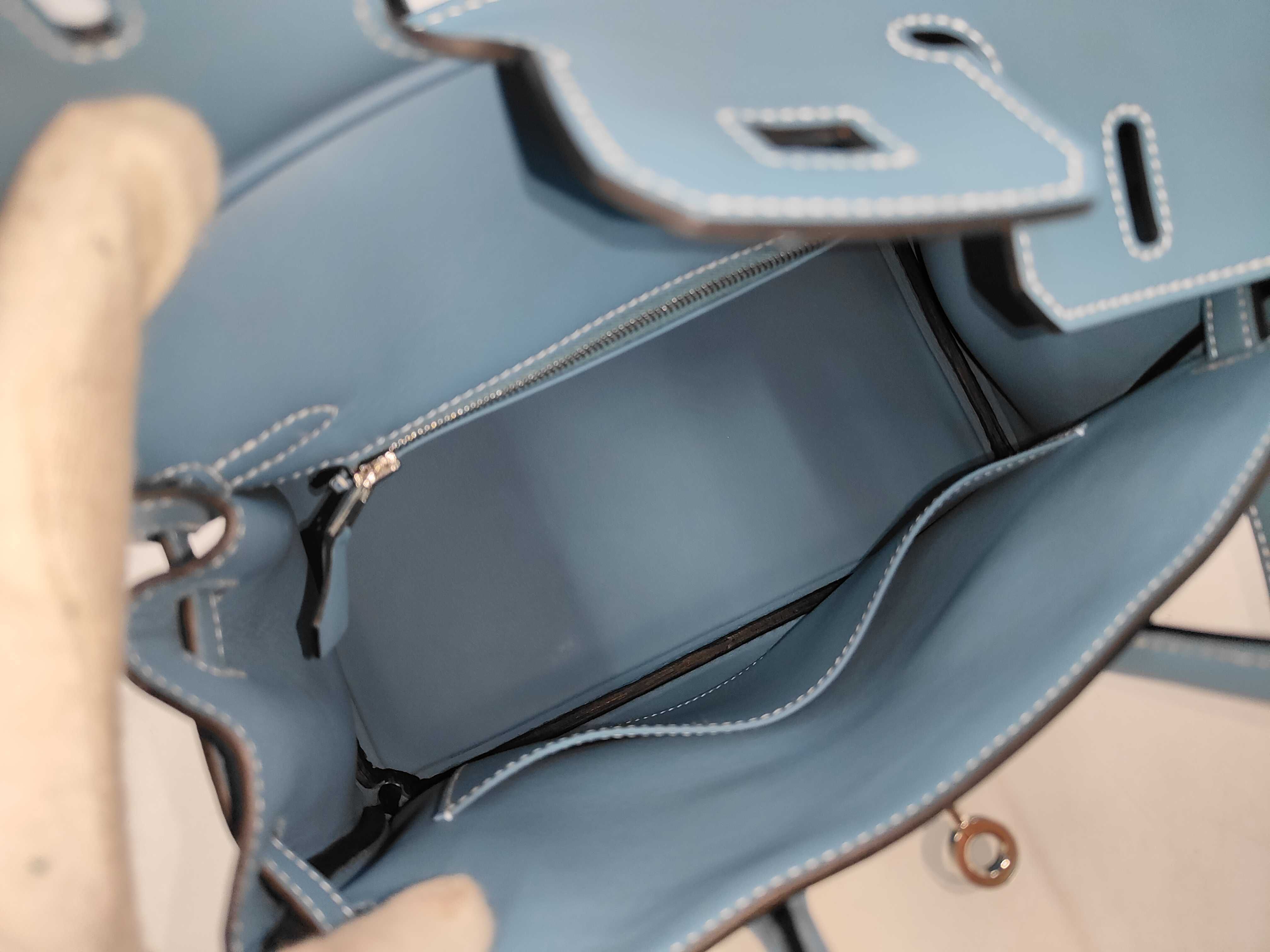 Birkin 25 Swift Leather, New Blue Jean, Silver Hardware, G Stamp, Handbag — view 9