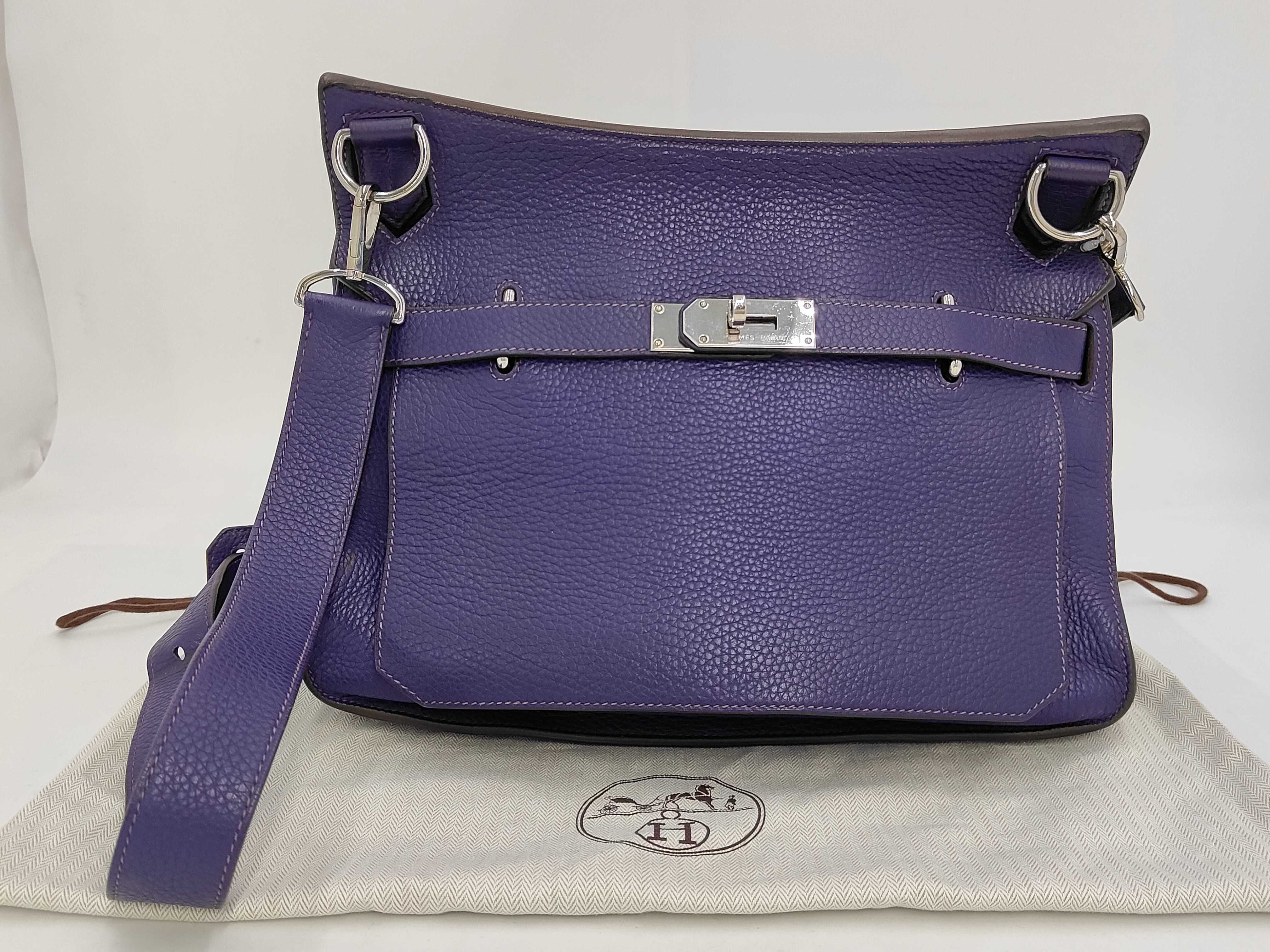 Jypsiere 34 N stamp Taurillon leather Iris silver hardware handbag