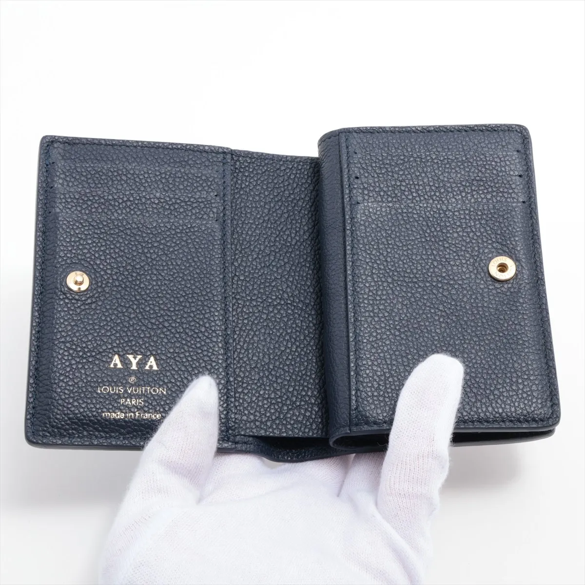 Bicolor Monogram Empreinte Portefeuille Claire M83362 Navy Compact Wallet with Name RFID Reactive — view 3