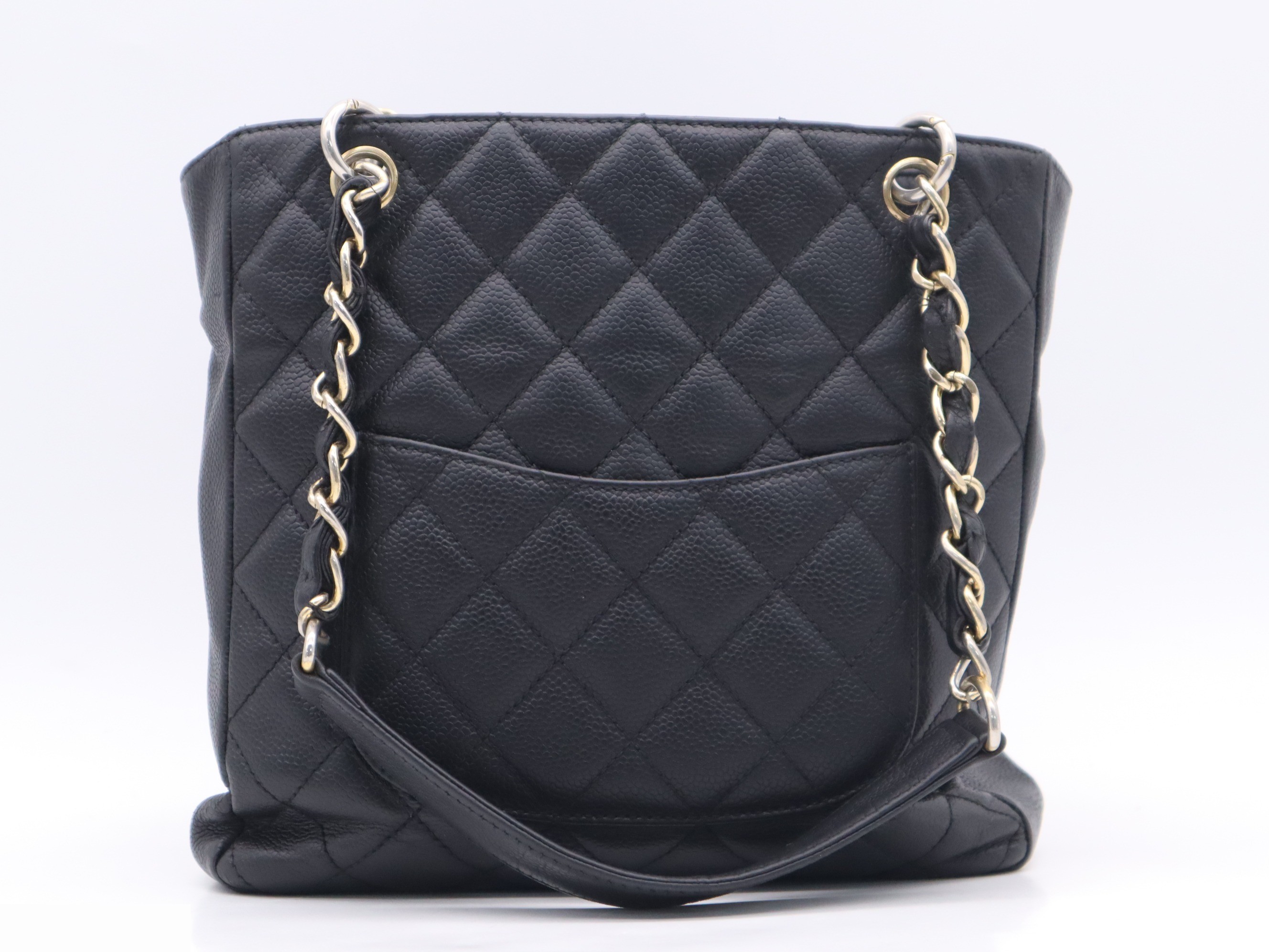 Caviar leather PST chain Coco Mark Matelassé bag, black, with seal. — view 2