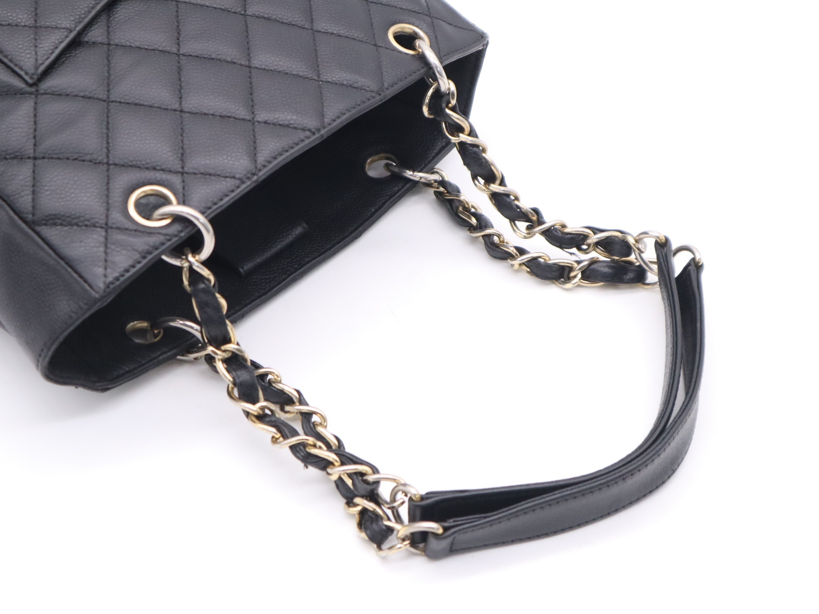 Caviar leather PST chain Coco Mark Matelassé bag, black, with seal. — view 6