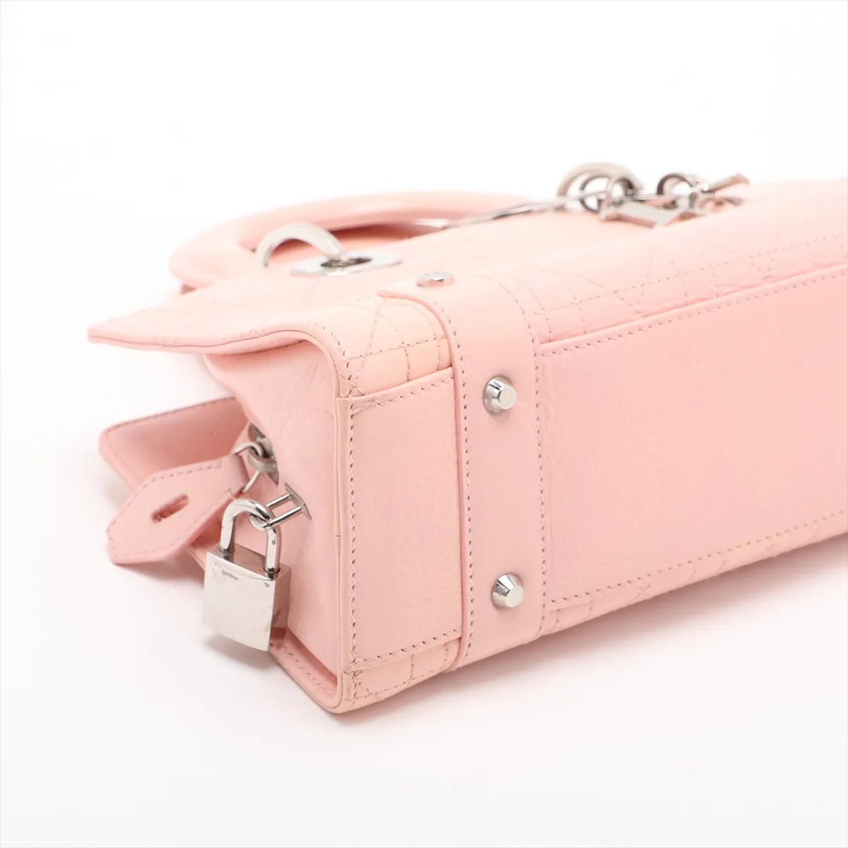 Cannage Leather Handbag Pink — view 4