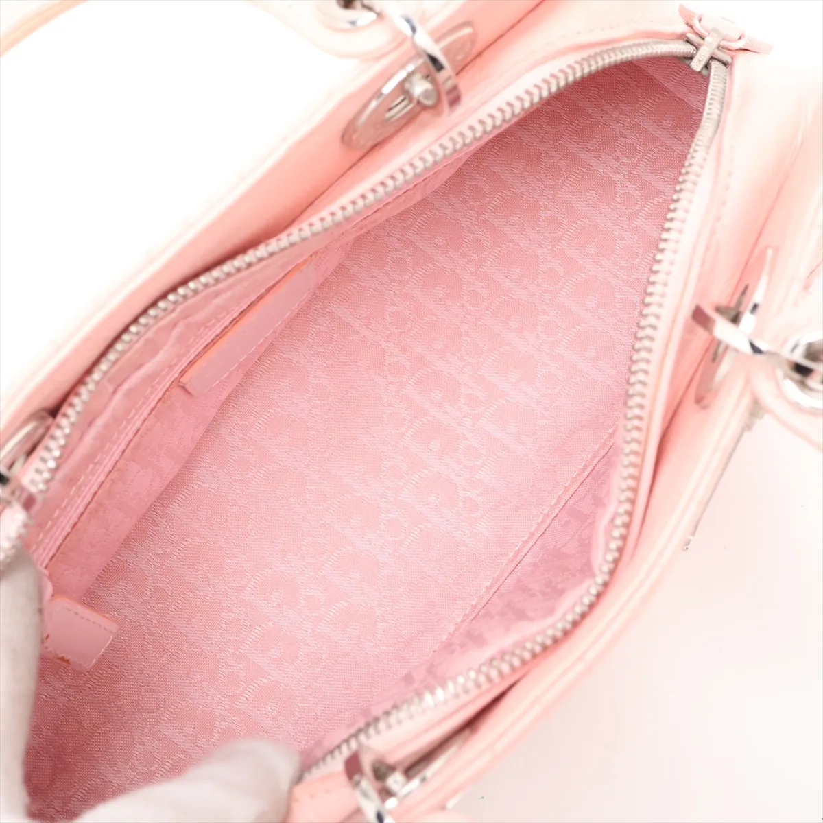 Cannage Leather Handbag Pink — view 7