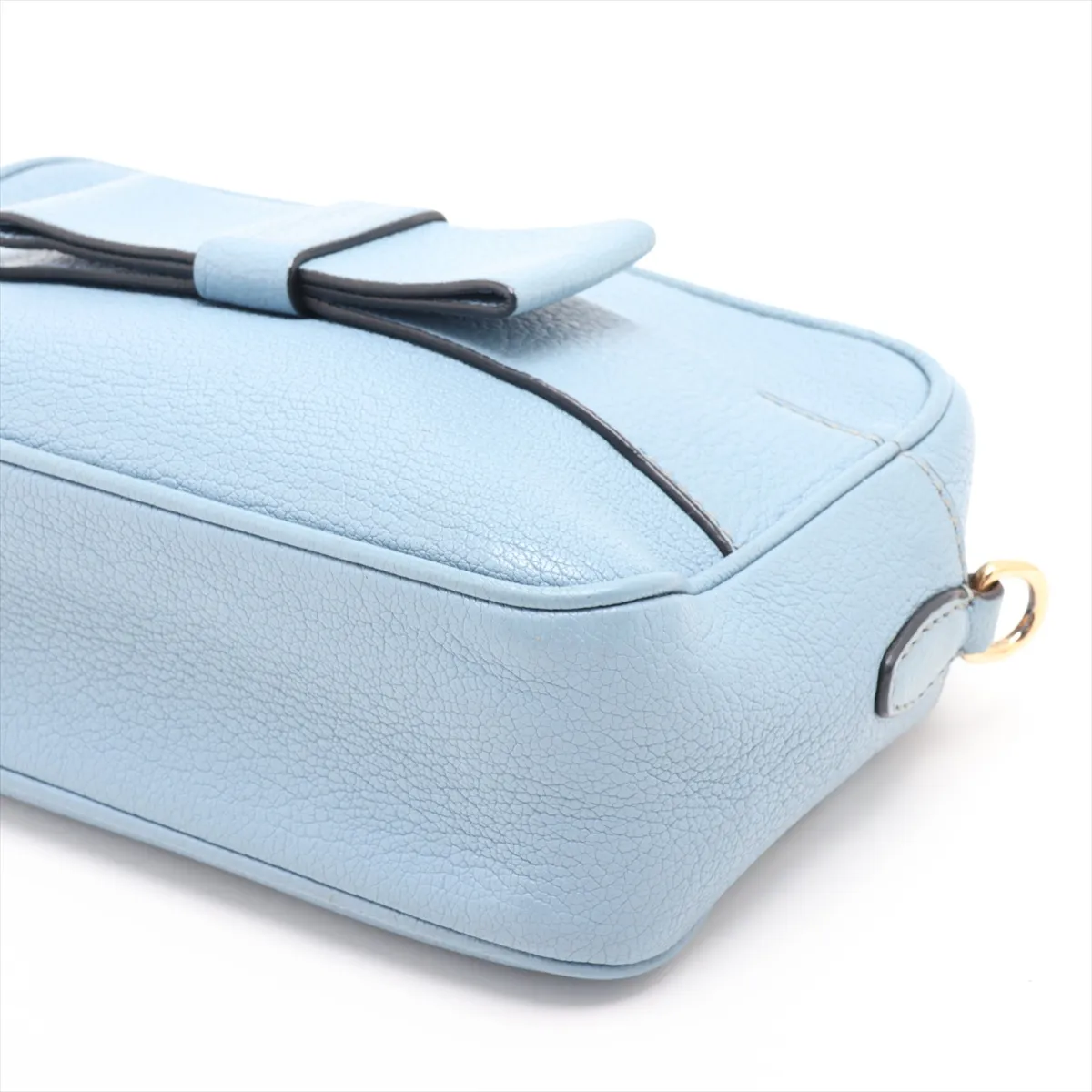 Madras Leather Shoulder Bag, Blue — view 3