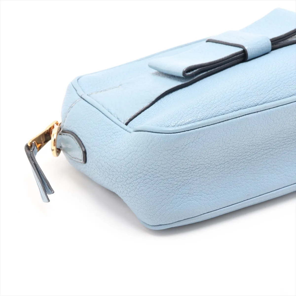 Madras Leather Shoulder Bag, Blue — view 4