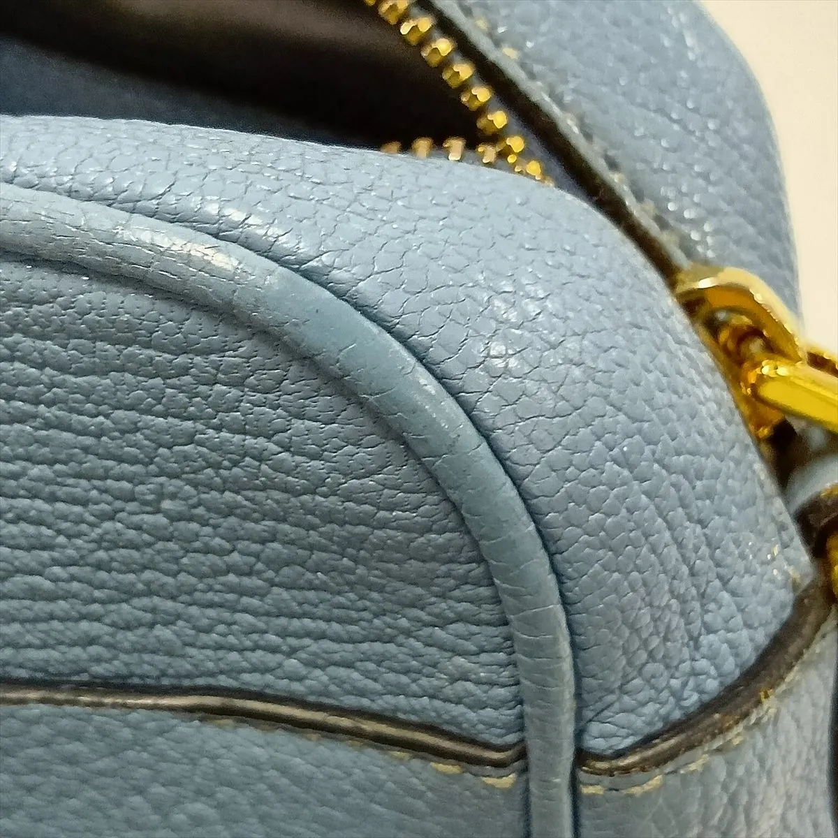 Madras Leather Shoulder Bag, Blue — view 9