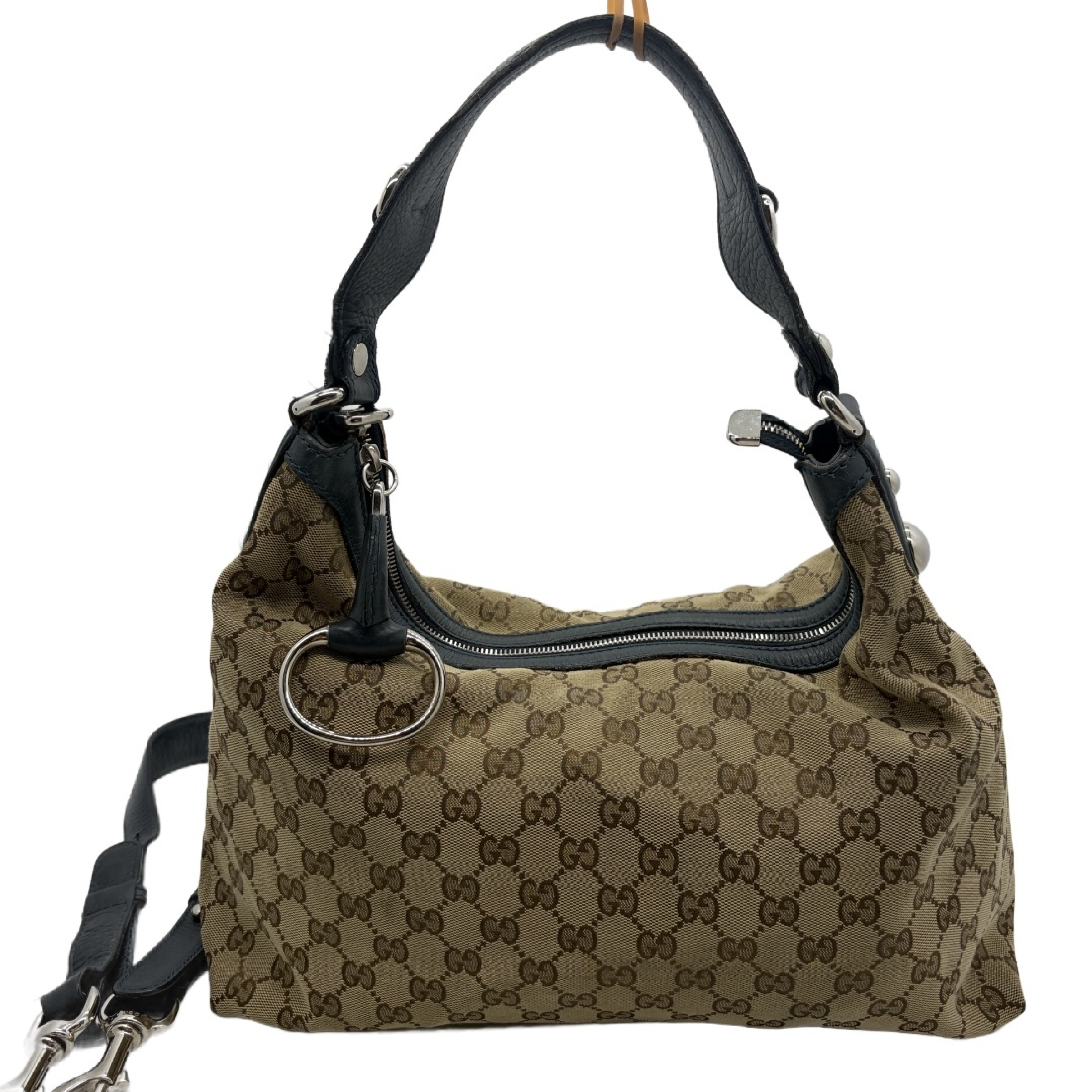 Canvas Horsebit Shoulder Bag