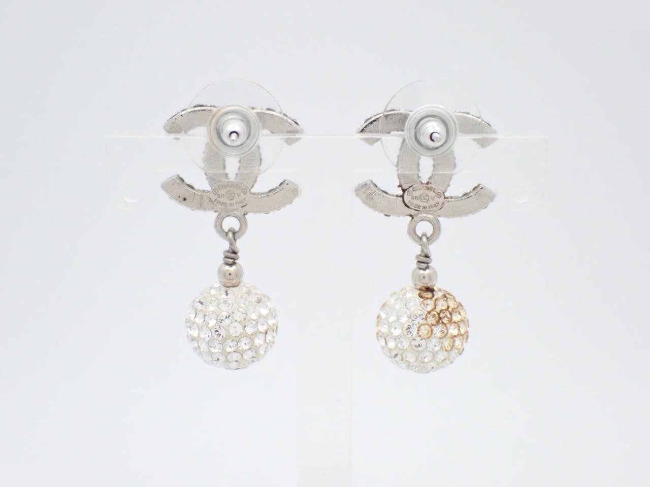 earrings, B19V, Coco Mark, stone, mirror ball, height 3cm, width 1.7cm — view 2