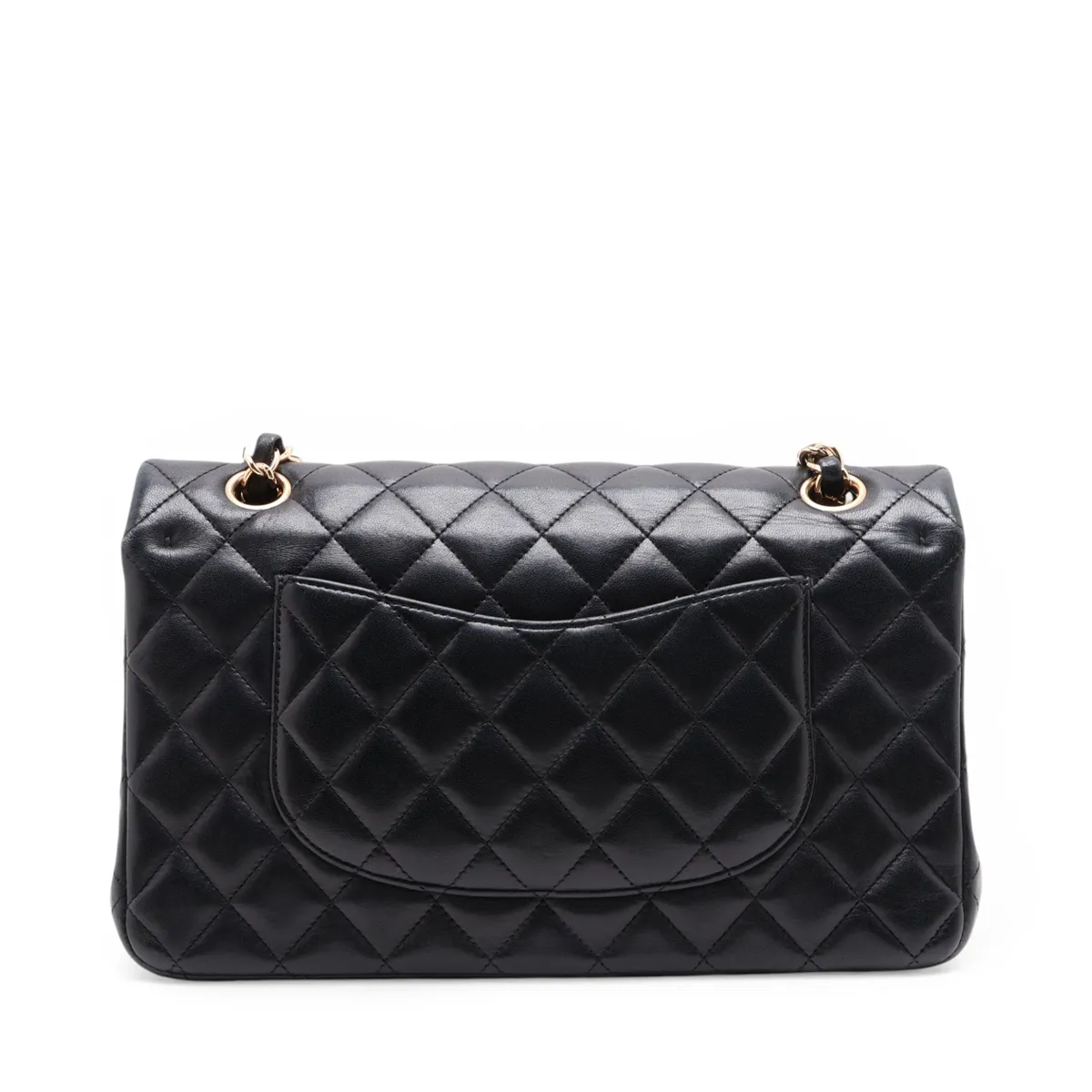 Matelassé 25 Lambskin Double Flap Double Chain Bag, Black with Gold Hardware, 20105909, Serial Number in the 20s, A01112 — view 2