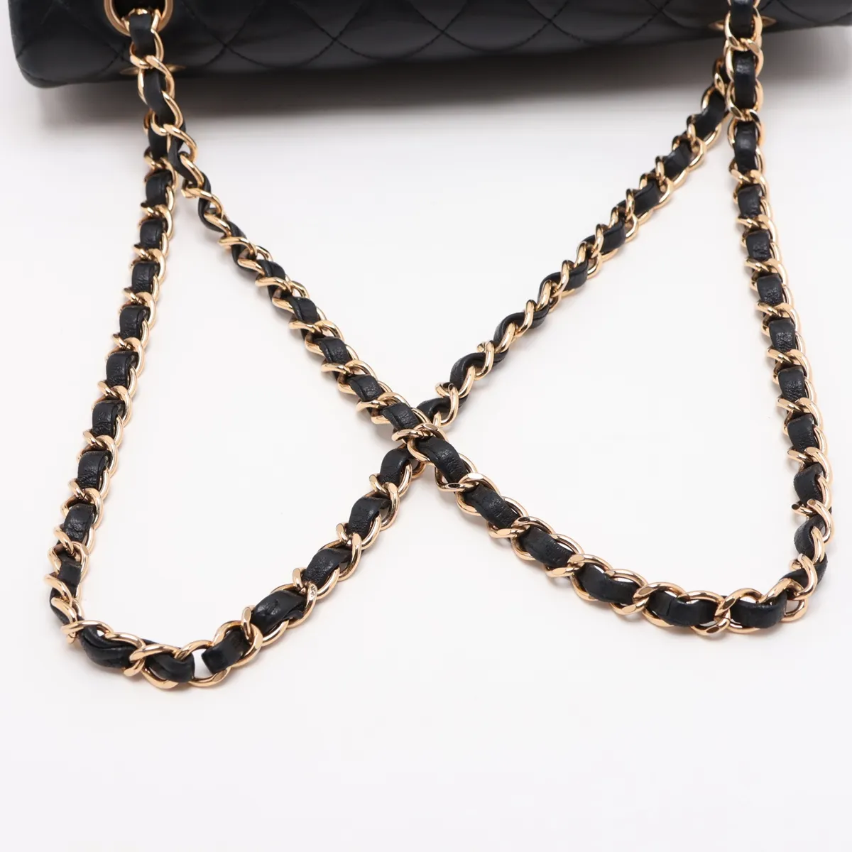 Matelassé 25 Lambskin Double Flap Double Chain Bag, Black with Gold Hardware, 20105909, Serial Number in the 20s, A01112 — view 5