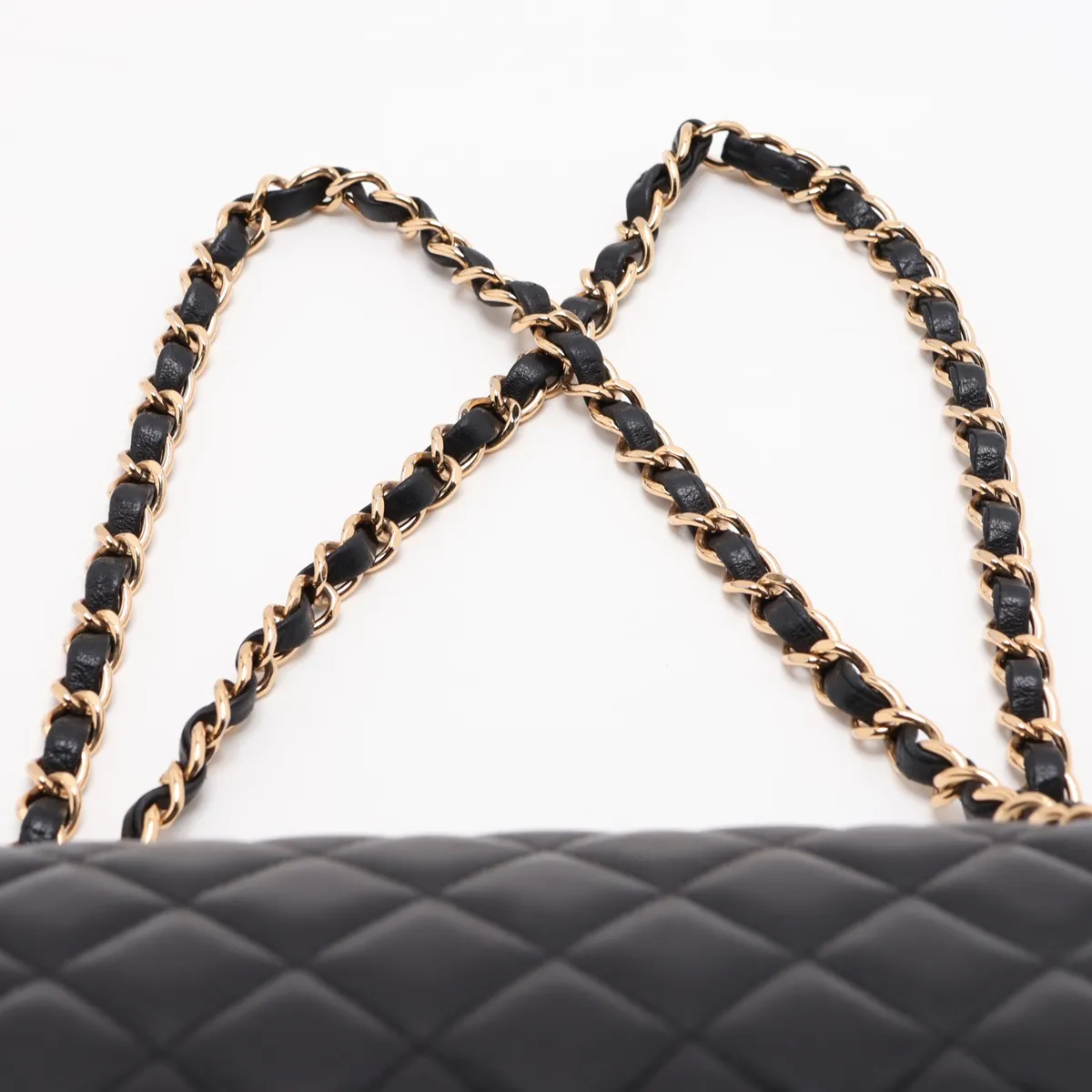Matelassé 25 Lambskin Double Flap Double Chain Bag, Black with Gold Hardware, 20105909, Serial Number in the 20s, A01112 — view 6