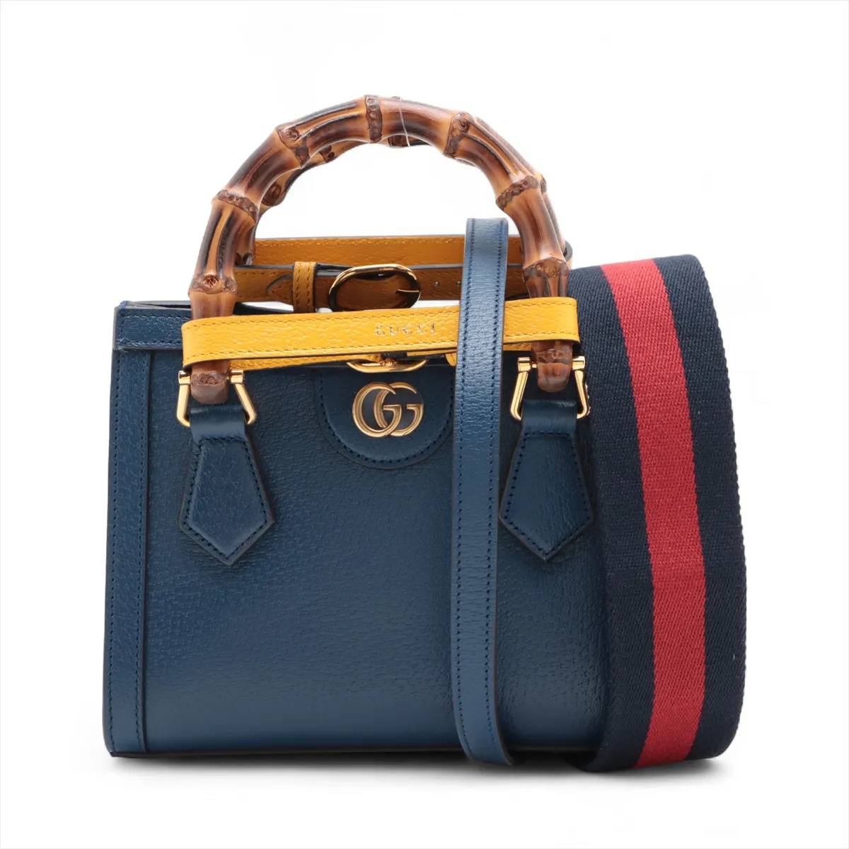 Bamboo Diana Leather 2-Way Handbag, Blue, 702732