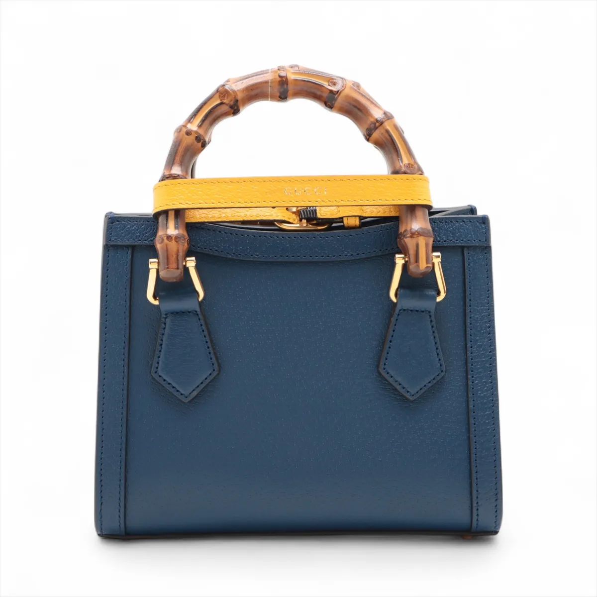 Bamboo Diana Leather 2-Way Handbag, Blue, 702732 — view 2