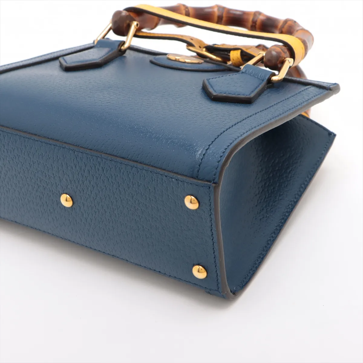 Bamboo Diana Leather 2-Way Handbag, Blue, 702732 — view 3