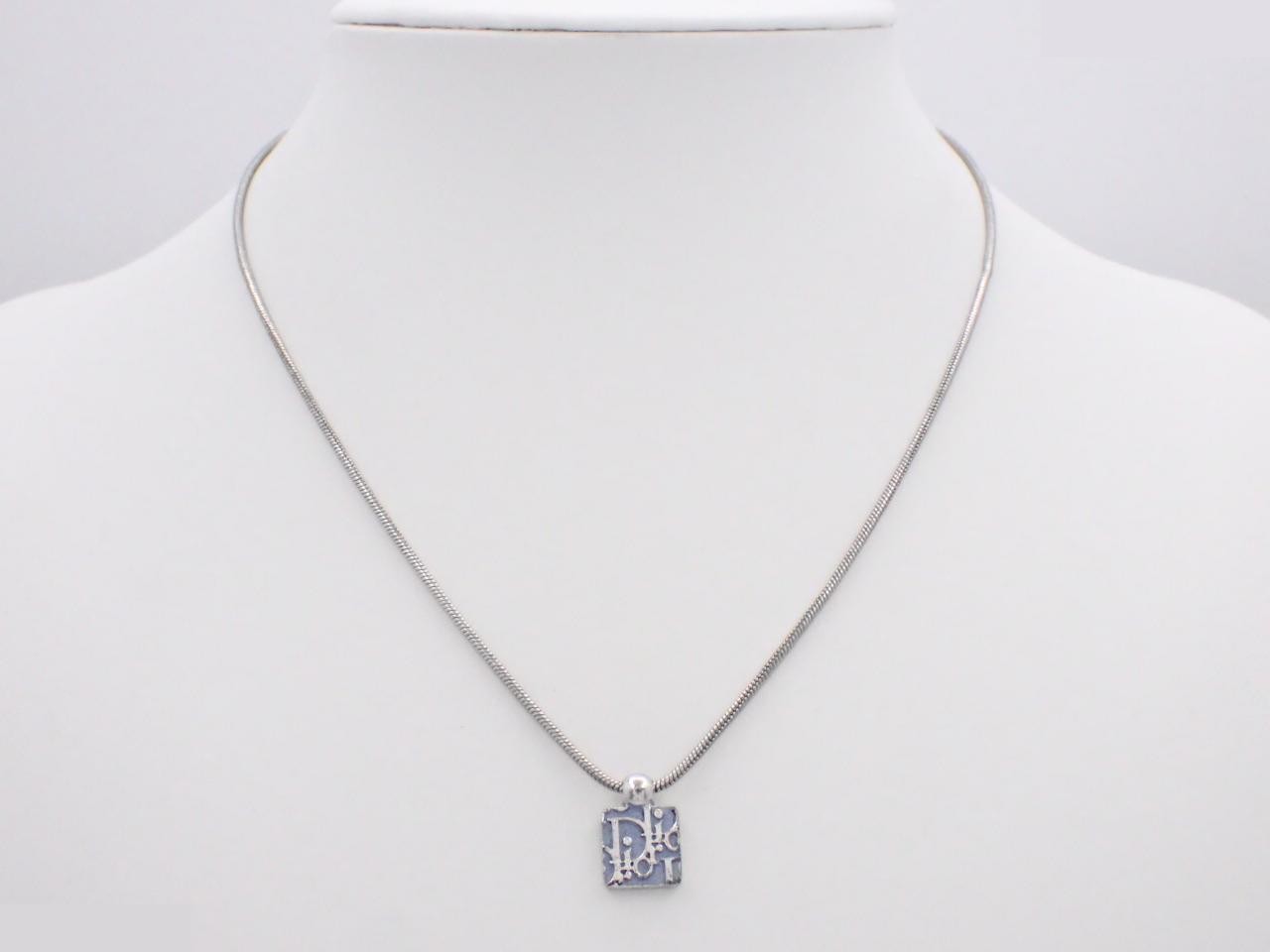 Trotter Necklace, Light Blue, Square Plate — view 3