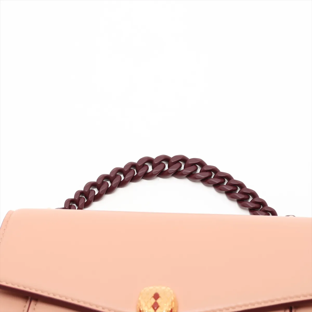Serpenti Leather 2-Way Handbag, Beige, with Mirror — view 6
