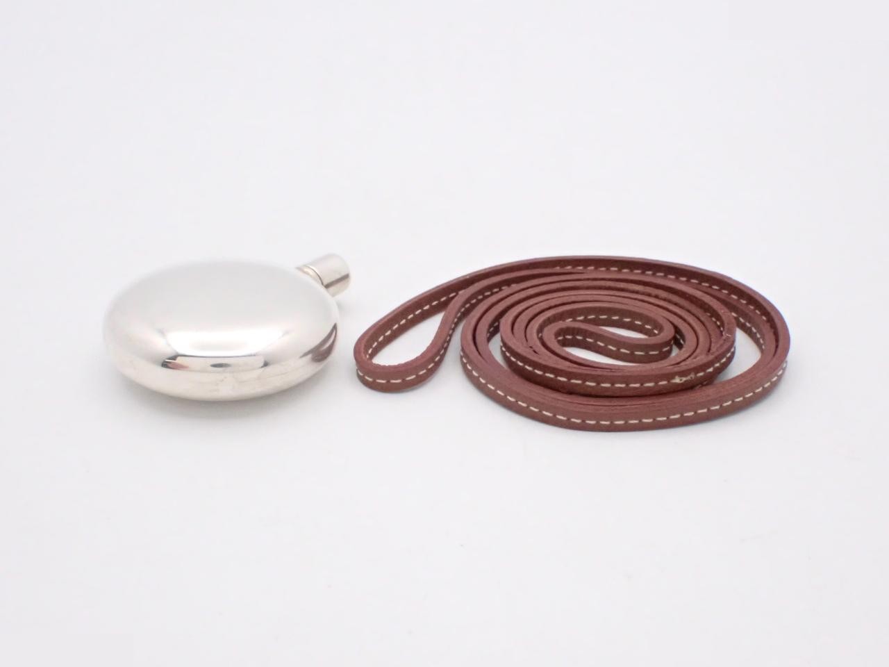 Perfume bottle necklace, 925 sterling silver, leather, 19.4g