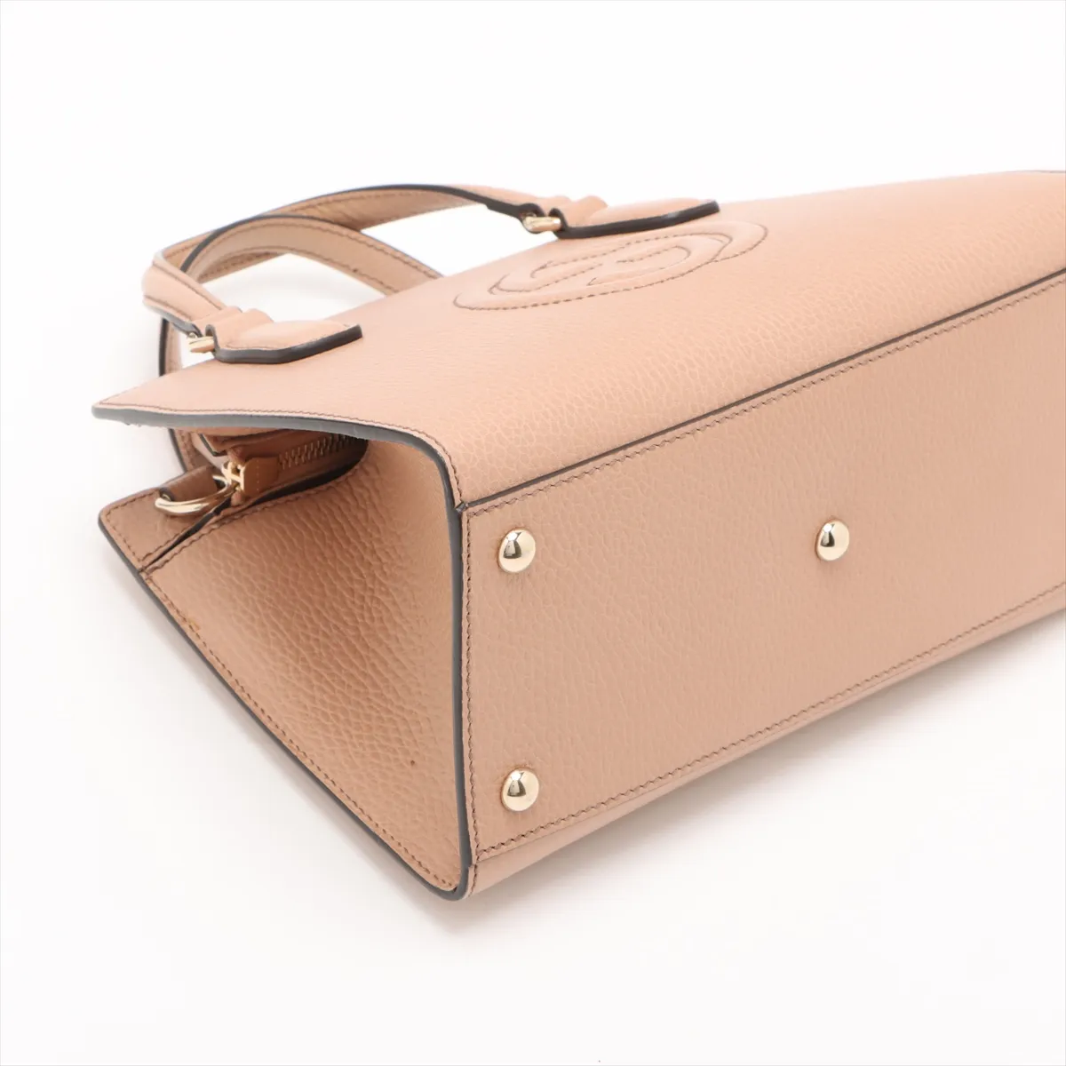 Soho Leather 2-Way Handbag, Beige, 607722 (Outlet) — view 4