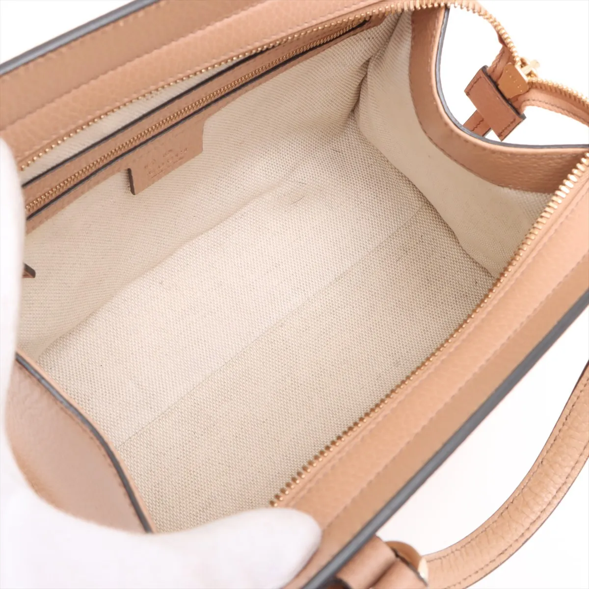 Soho Leather 2-Way Handbag, Beige, 607722 (Outlet) — view 8